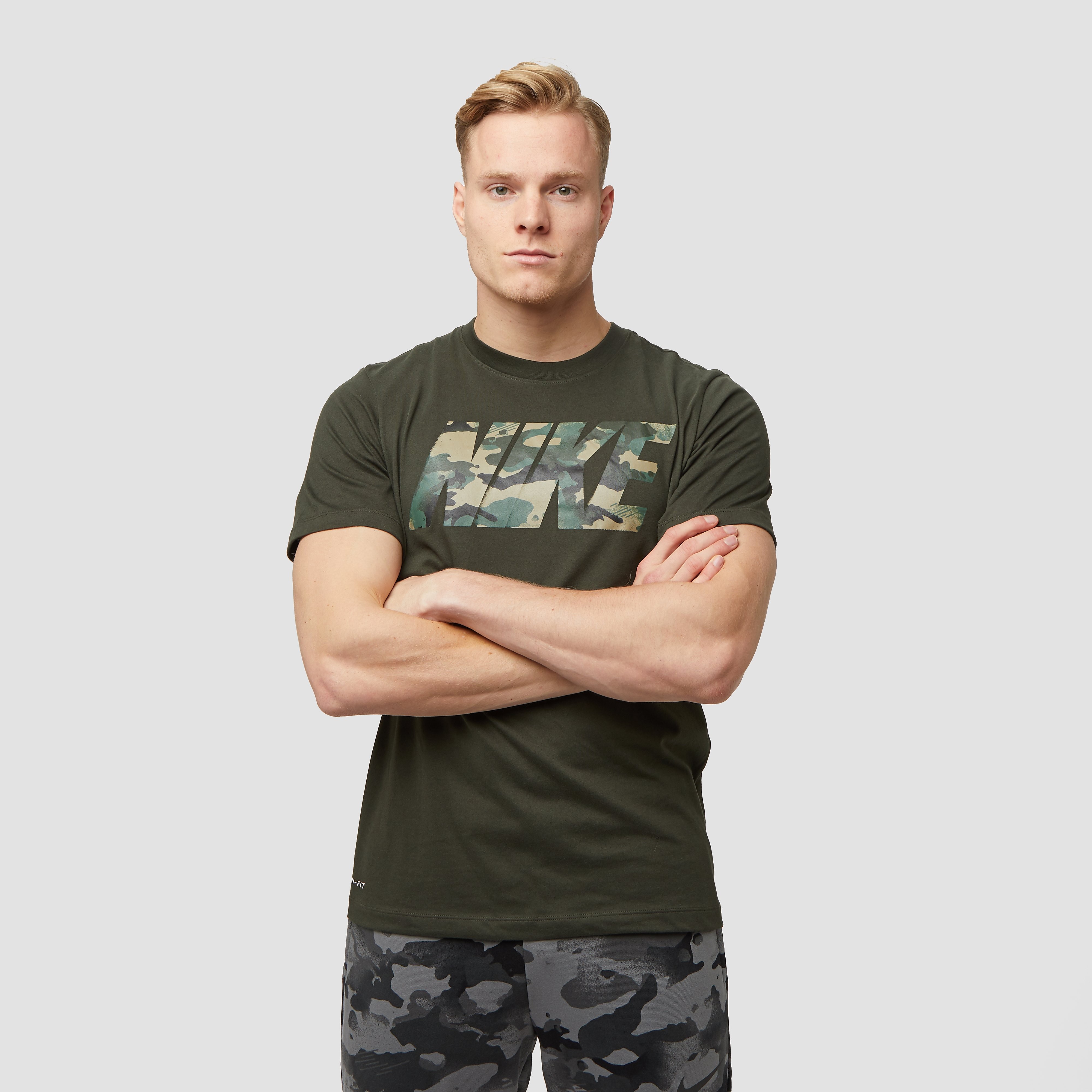 NIKE Dri-fit camouflage block sportshirt groen heren Heren