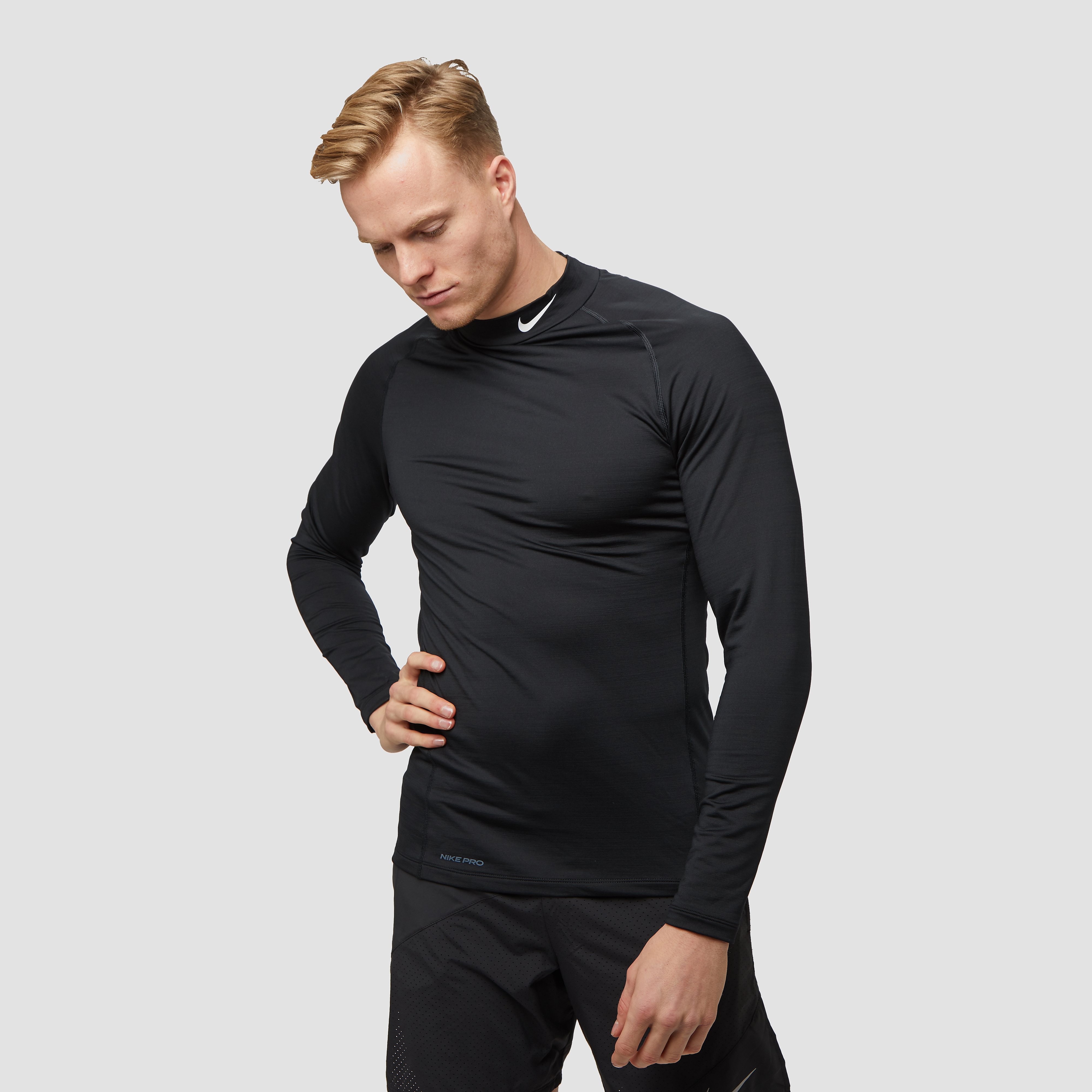 NIKE Pro warm compressie mock sportshirt zwart heren Heren