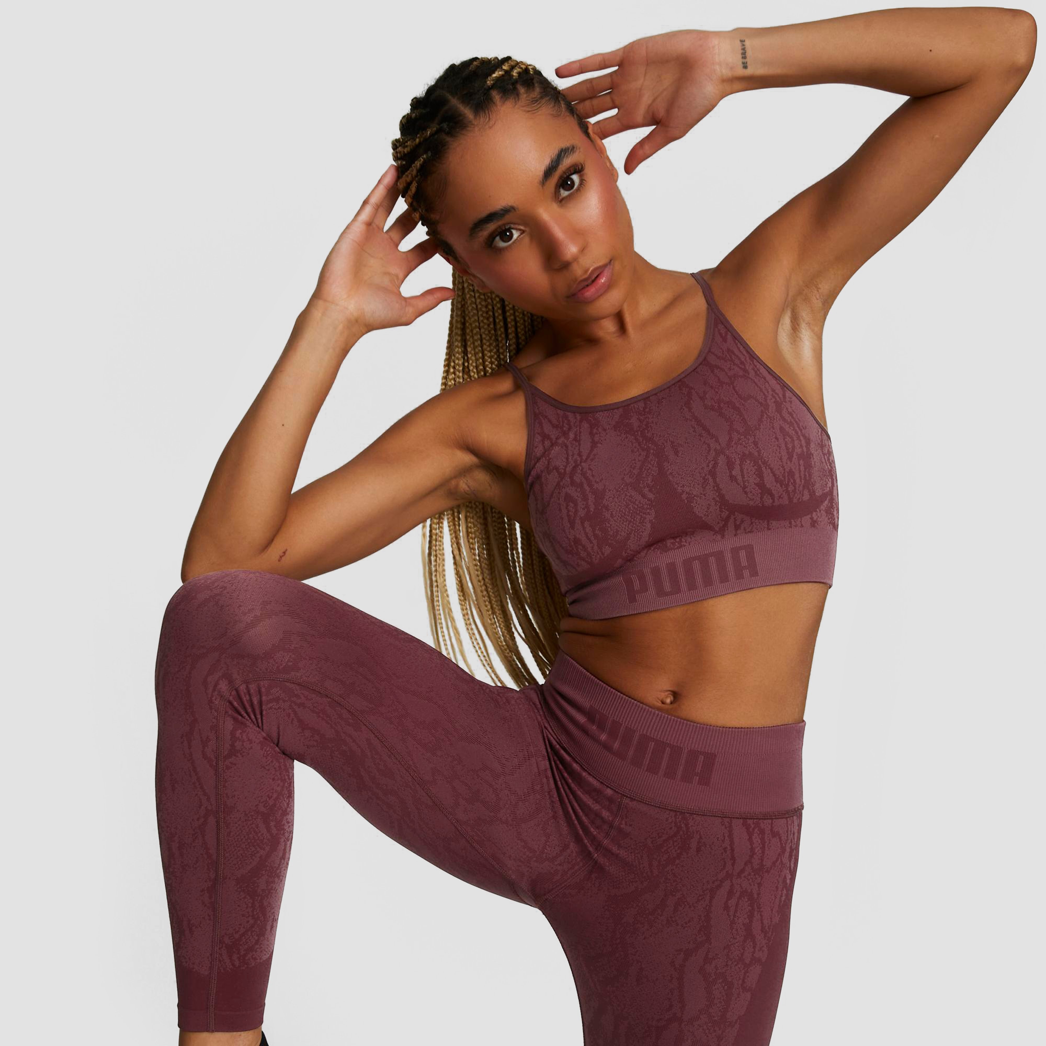 Puma Puma formknit seamless long low-impact sportbh bordeaux dames dames