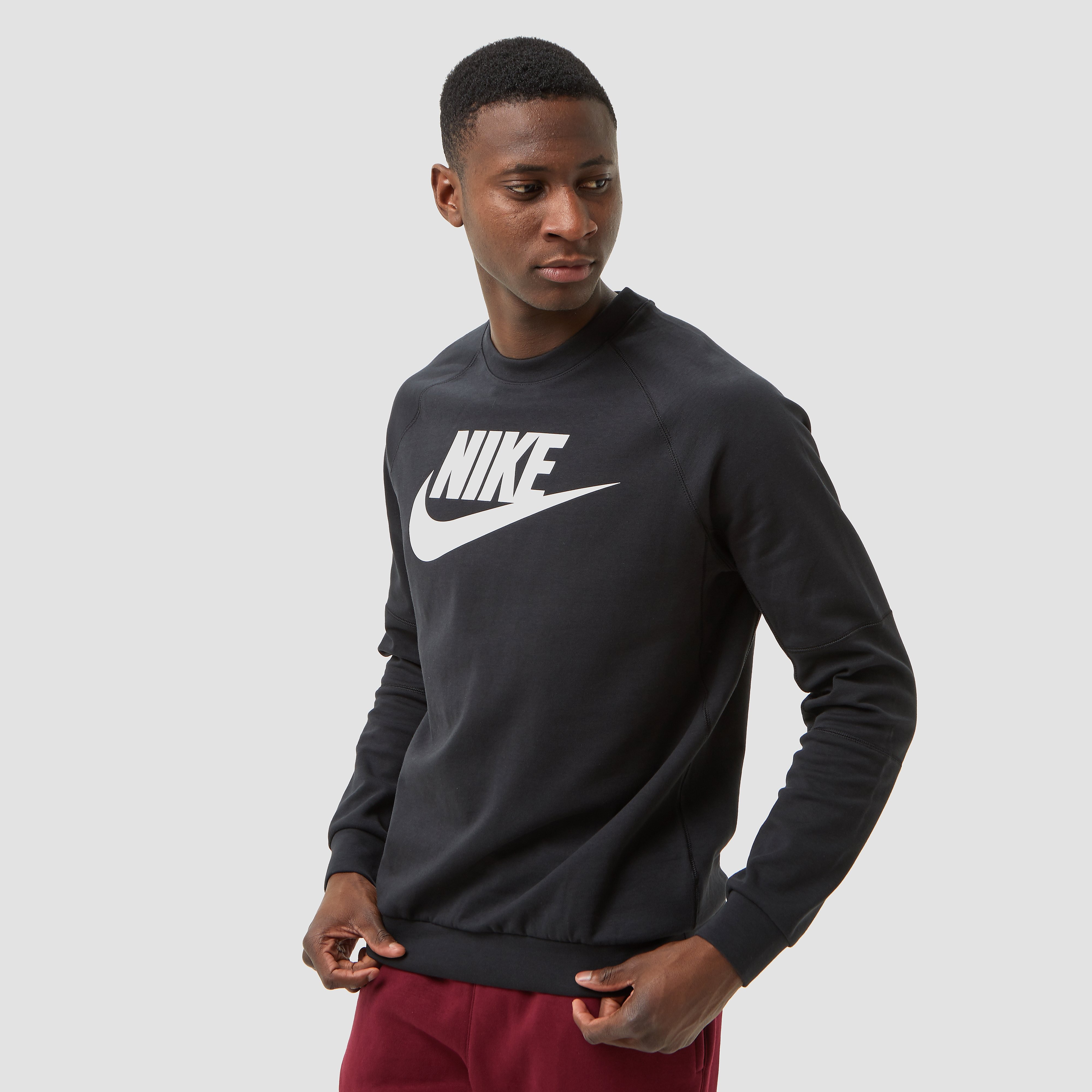 NIKE Sportswear modern crew fleece hybride sweater zwart heren