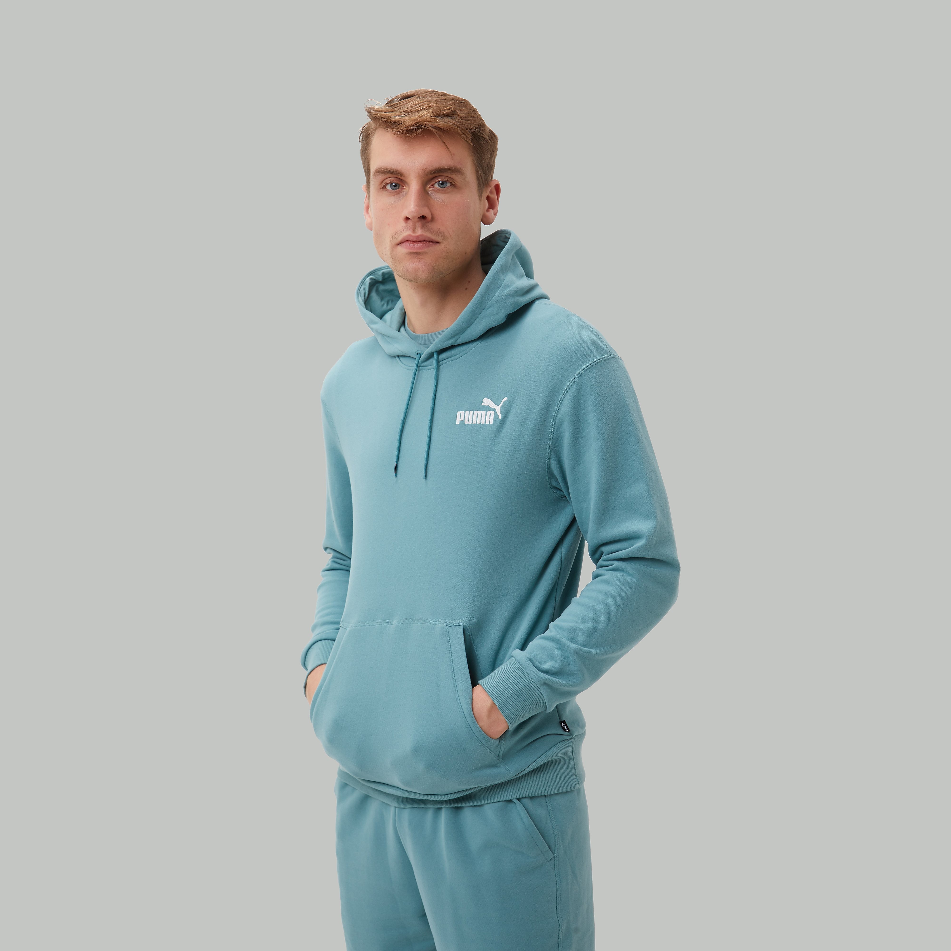 Puma Essentials+ Trui / Hoodie - Turquoise/Blauw Heren - Maat XL