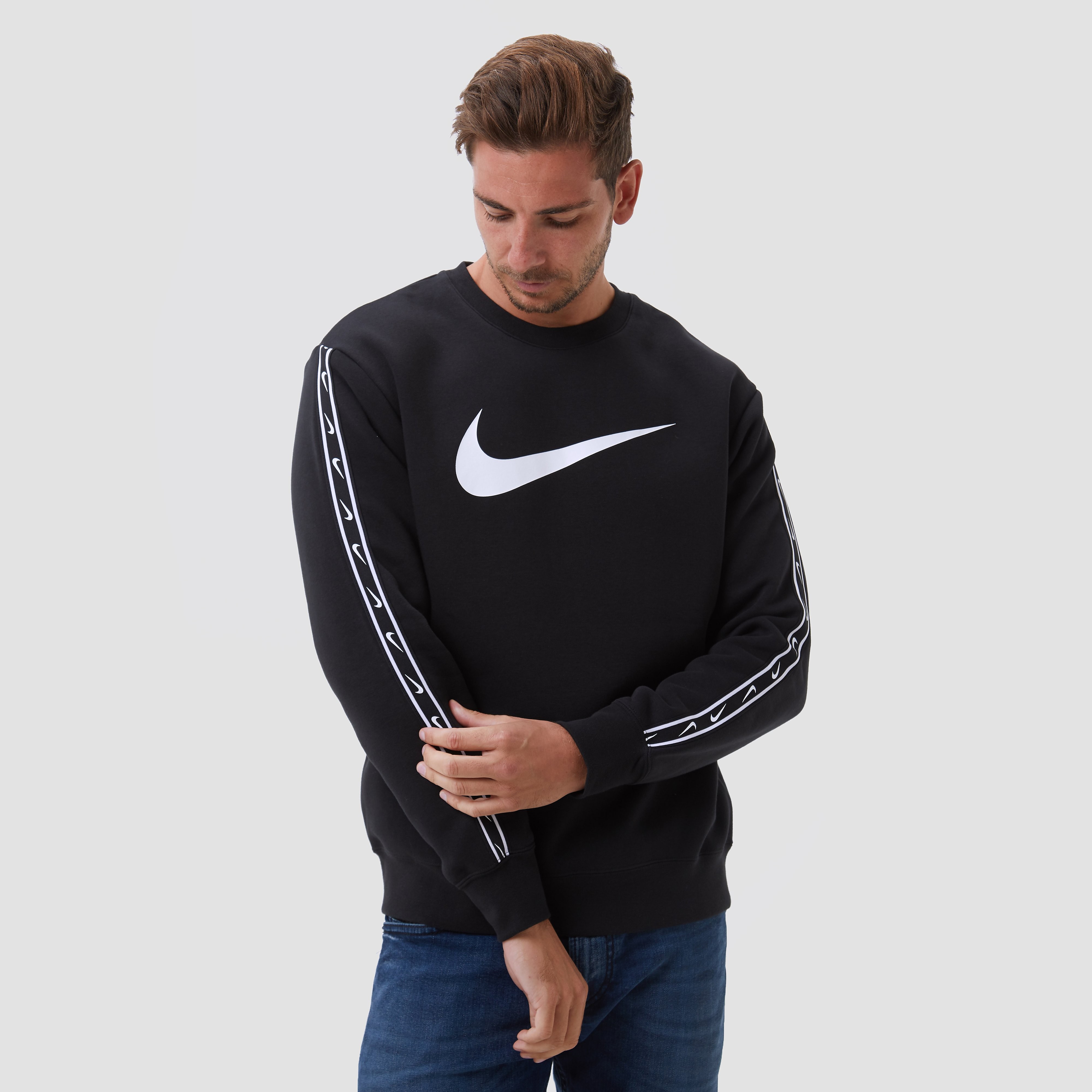 Nike Nike sportswear repeat fleece crew sweater zwart/wit heren heren