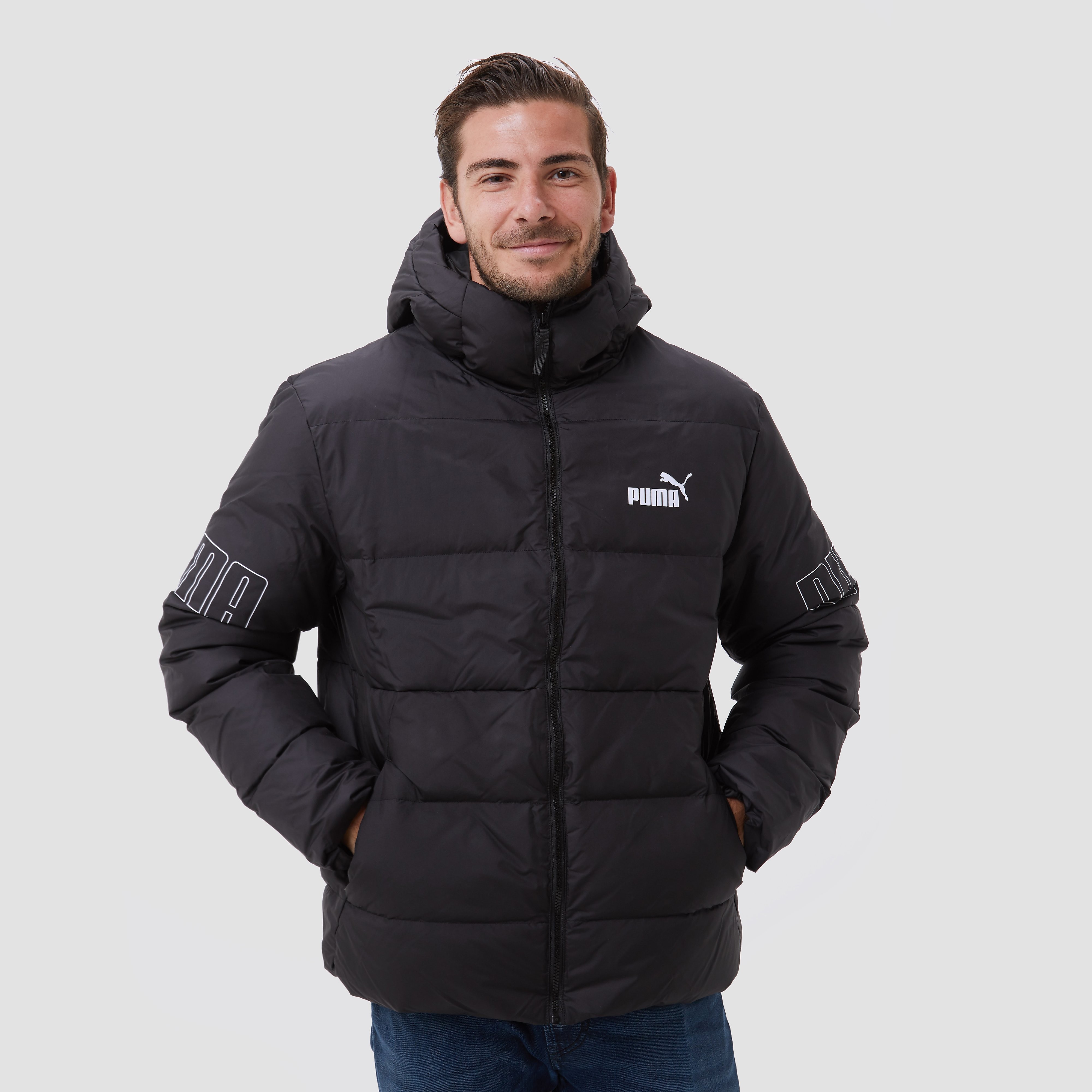 Puma Puma power hooded down puffer winterjas zwart heren heren