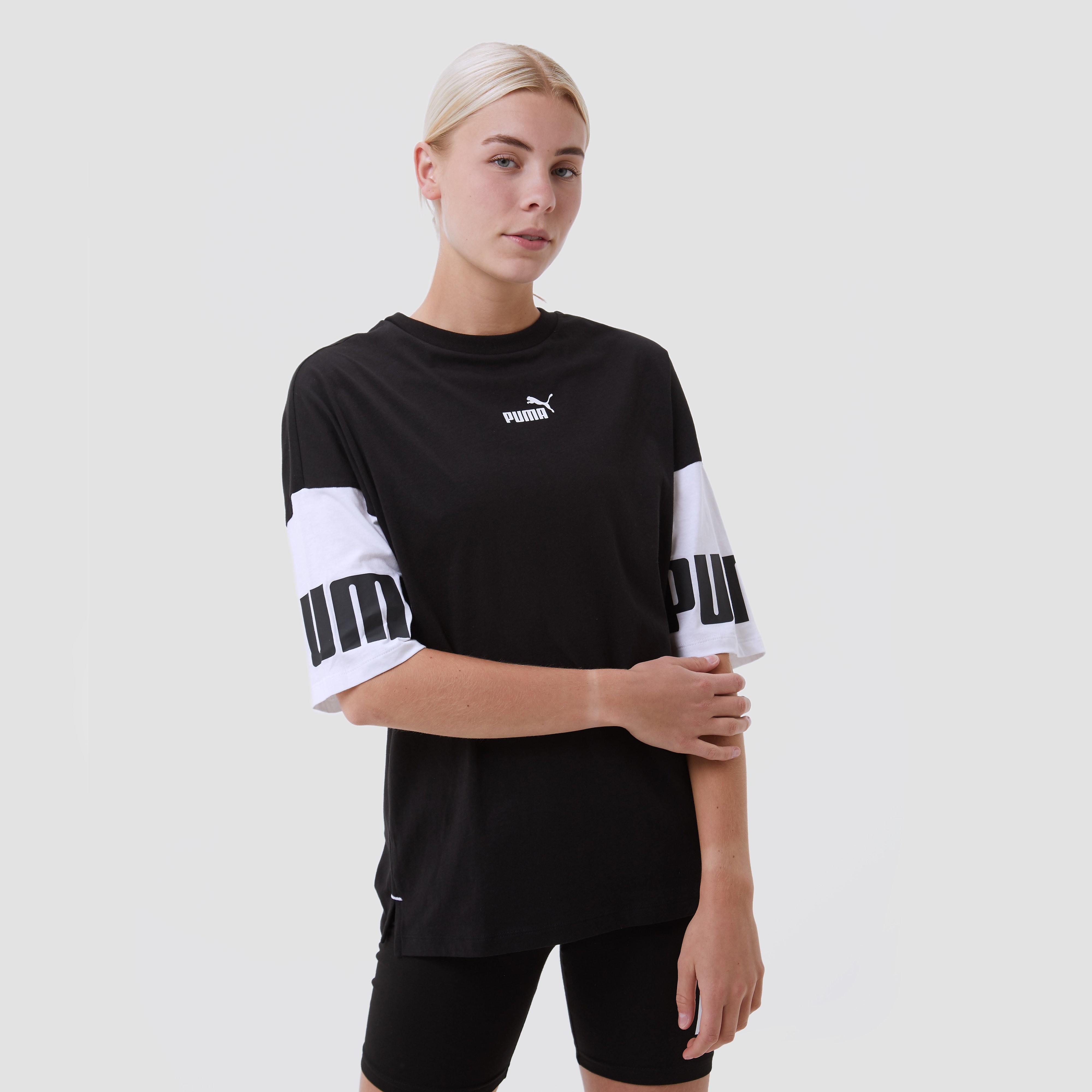 Puma Power Colorblock Shirt Zwart Dames - Maat XS