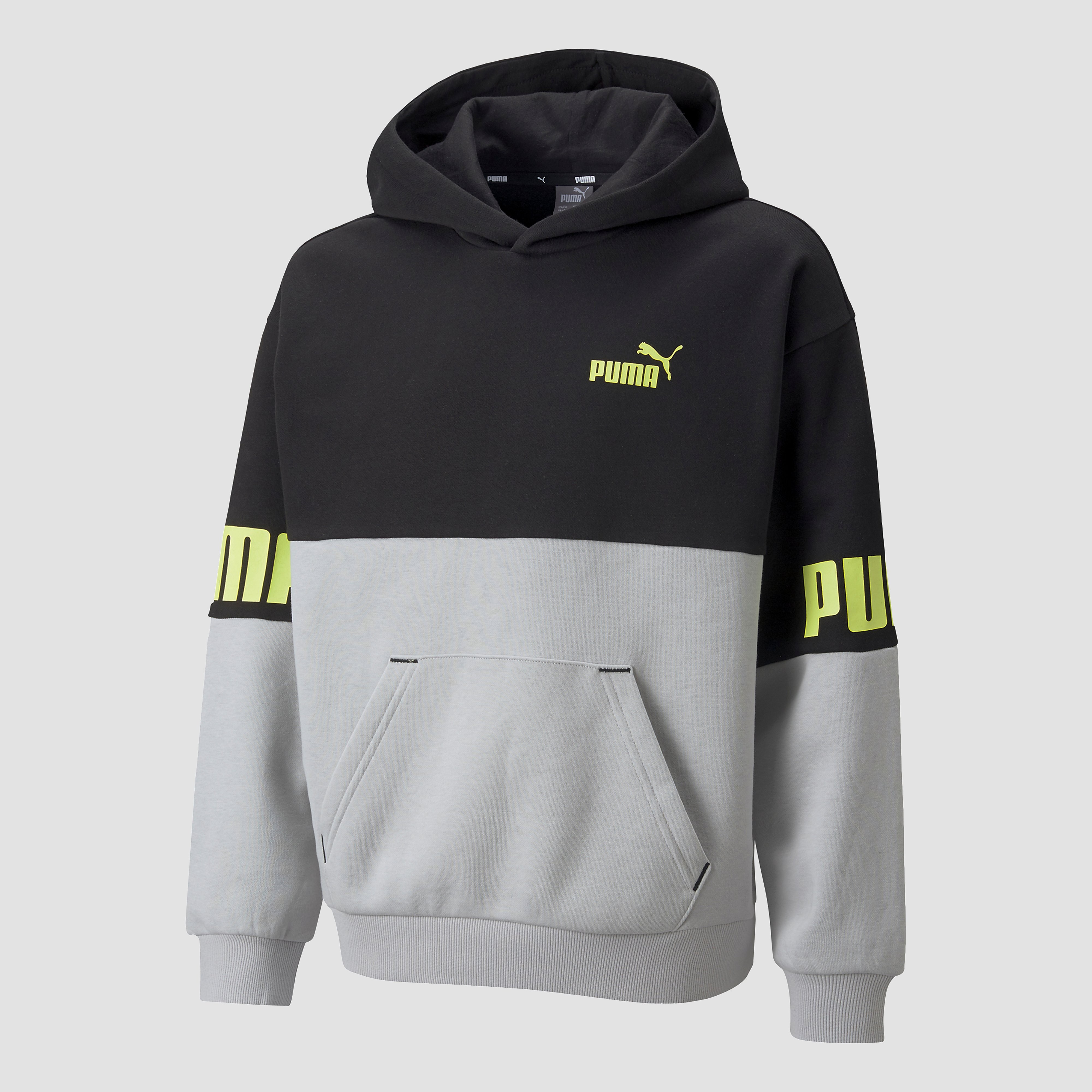 Puma Power Fleece Trui / Hoodie - Zwart/Grijs Kinderen - Maat 152