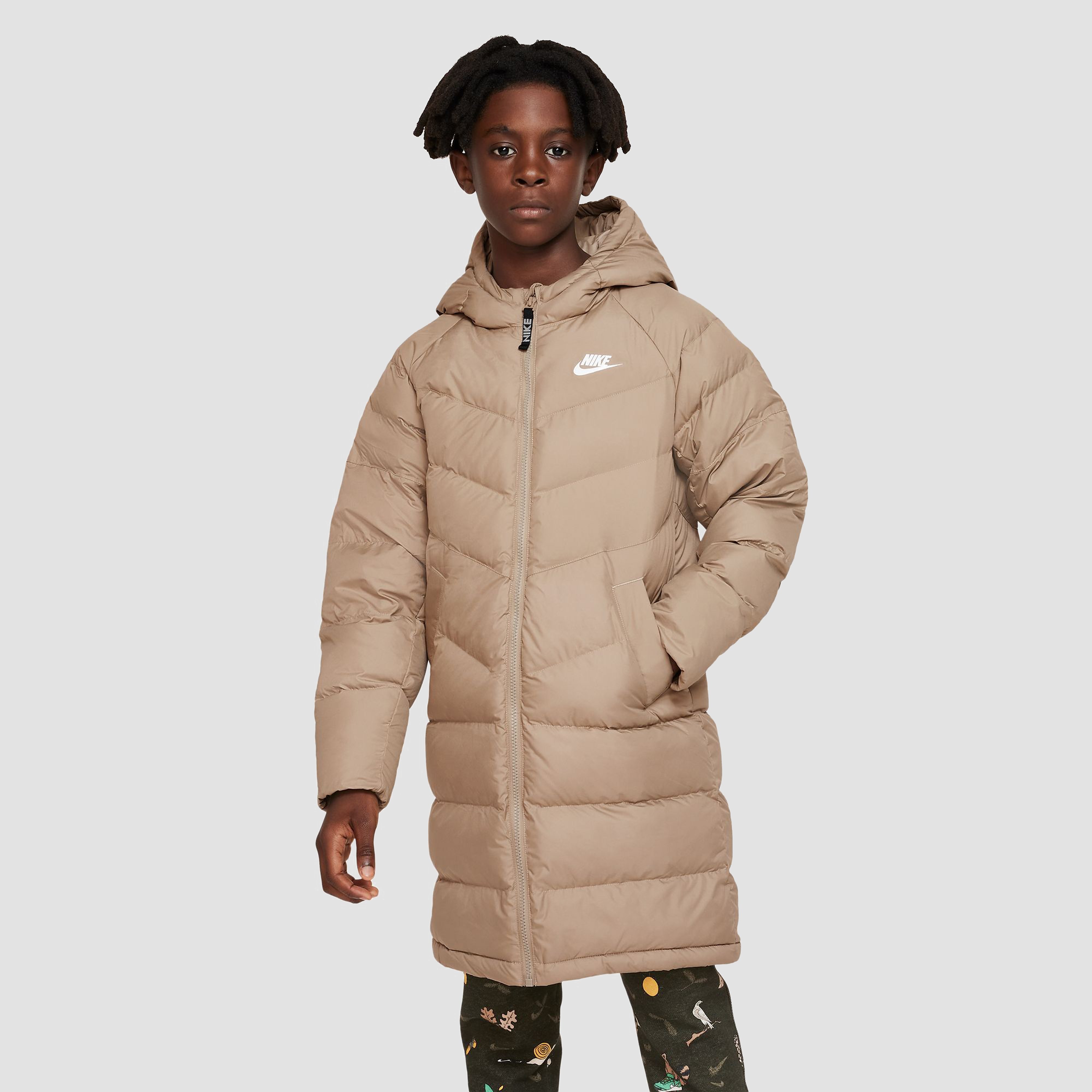 Nike Nike sportswear synthetic-fill hooded parka winterjas beige kinderen kinderen