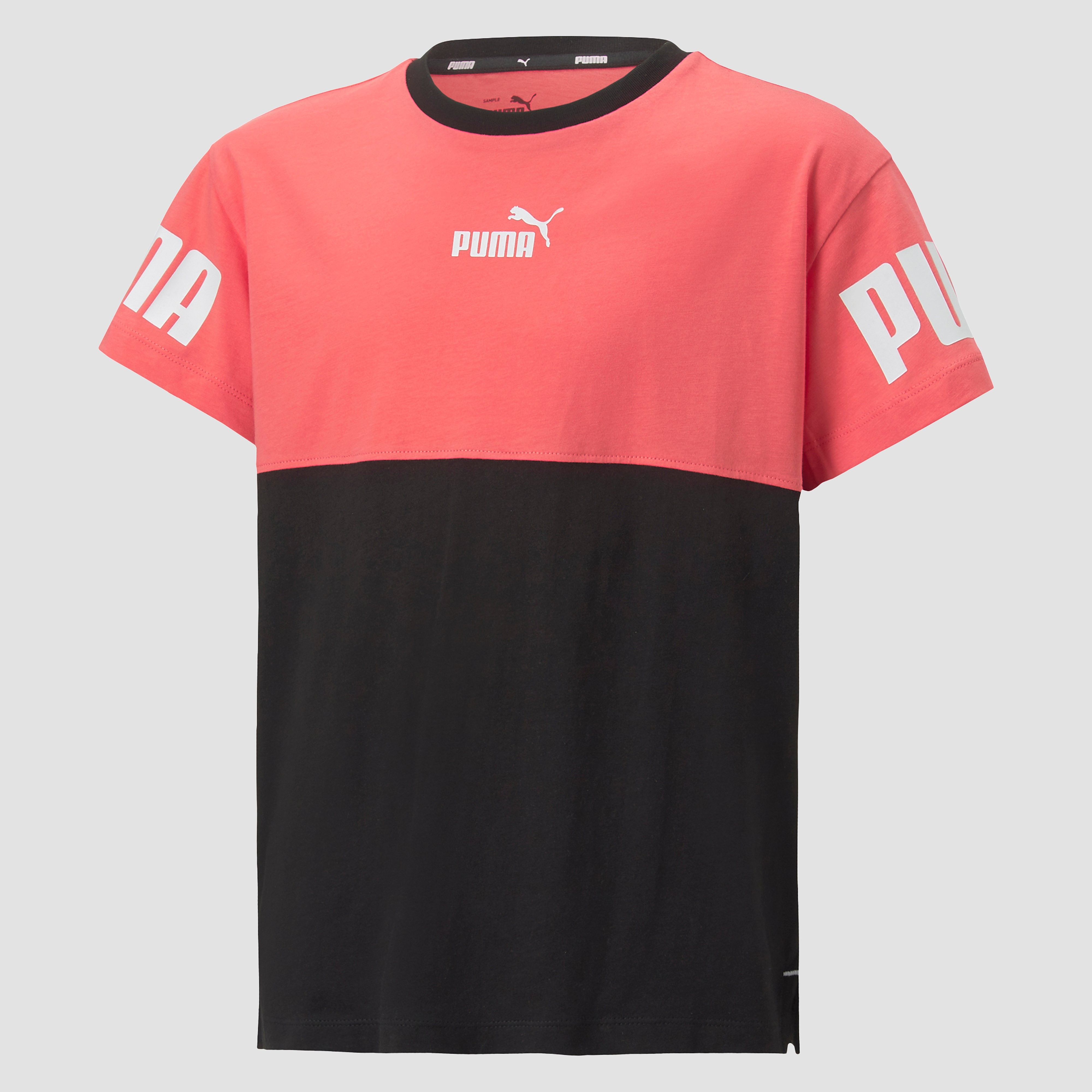 Puma Puma power colorblock shirt roze/zwart kinderen kinderen