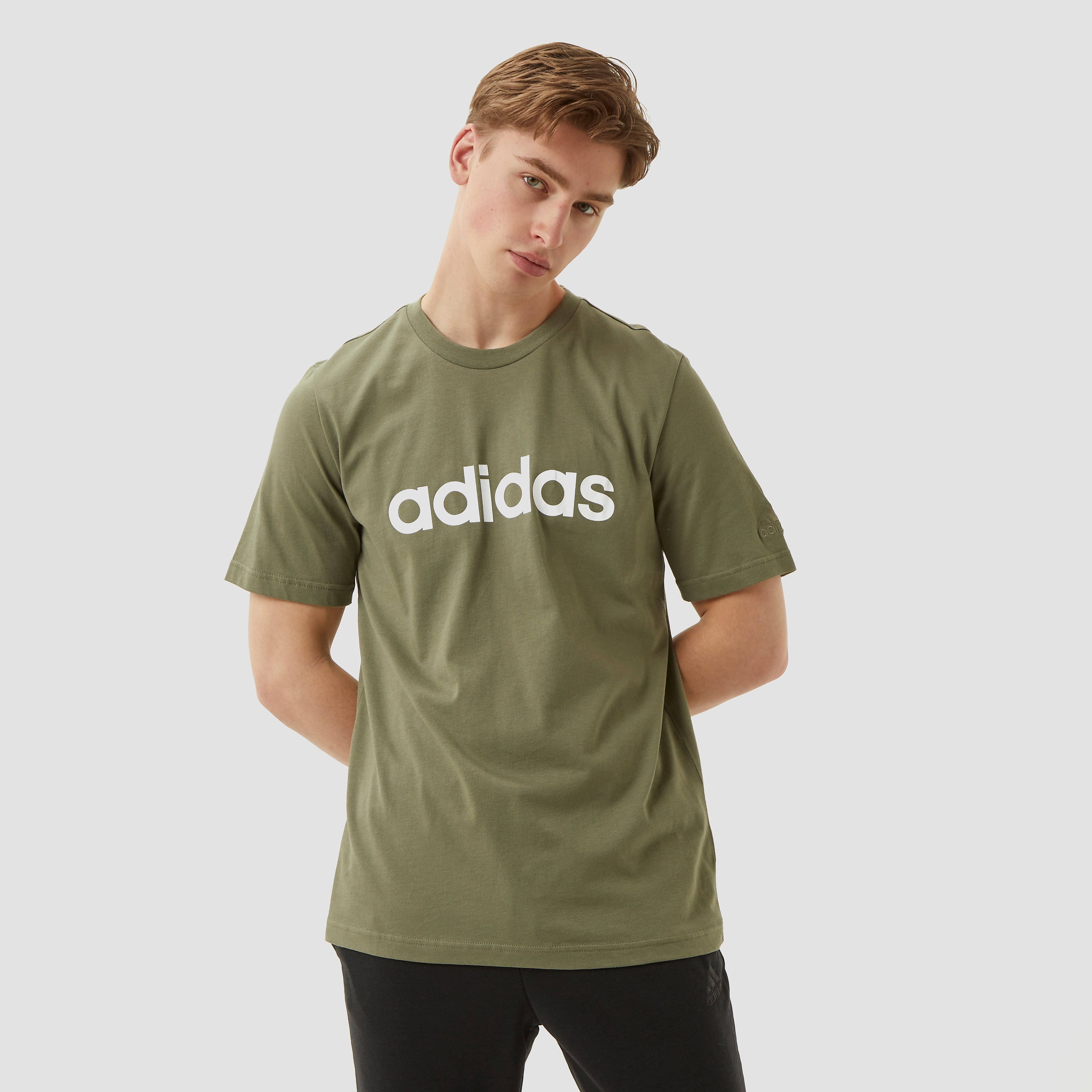 adidas Adidas essentials embroidered linear logo shirt groen heren heren