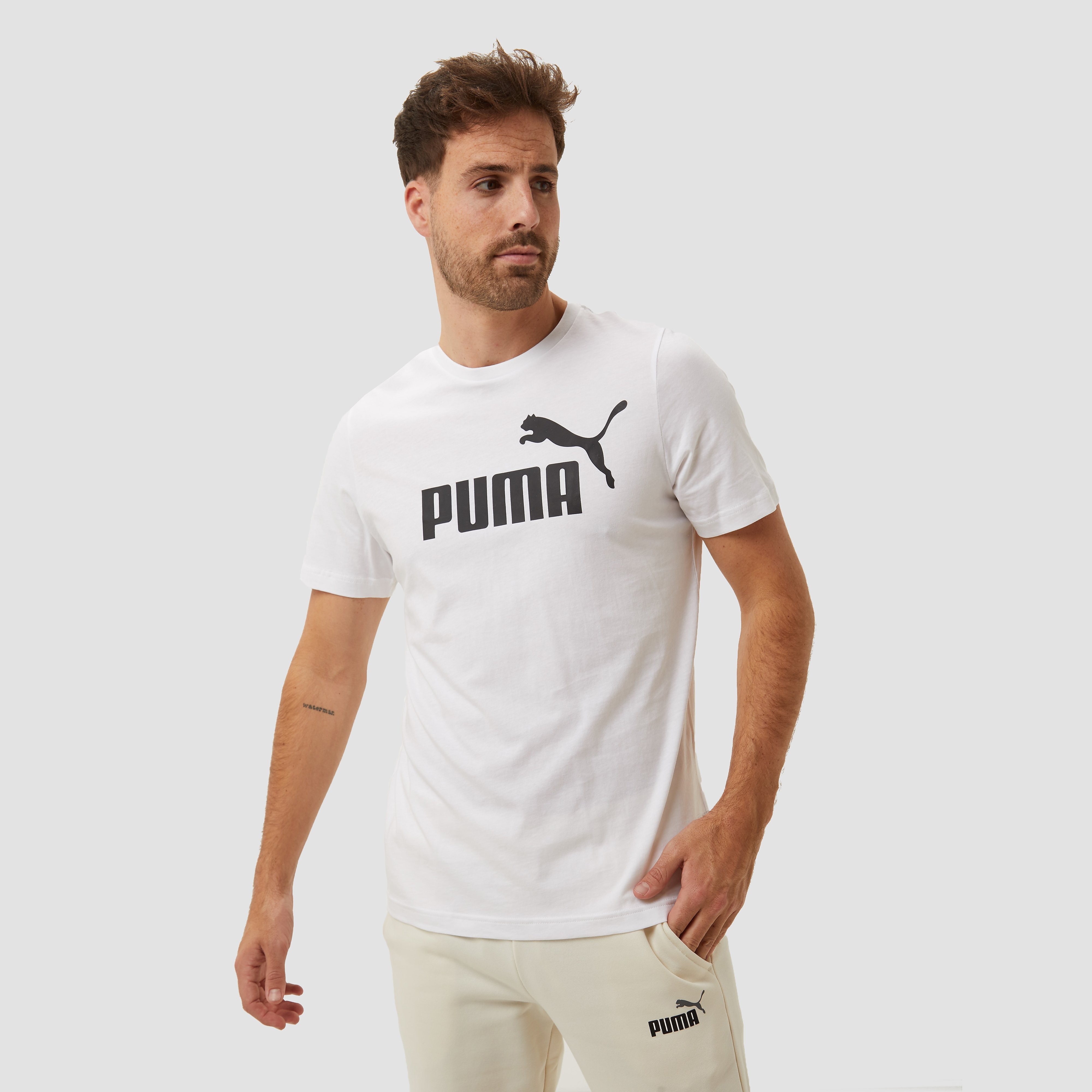 Puma Puma essentials logo shirt wit heren heren