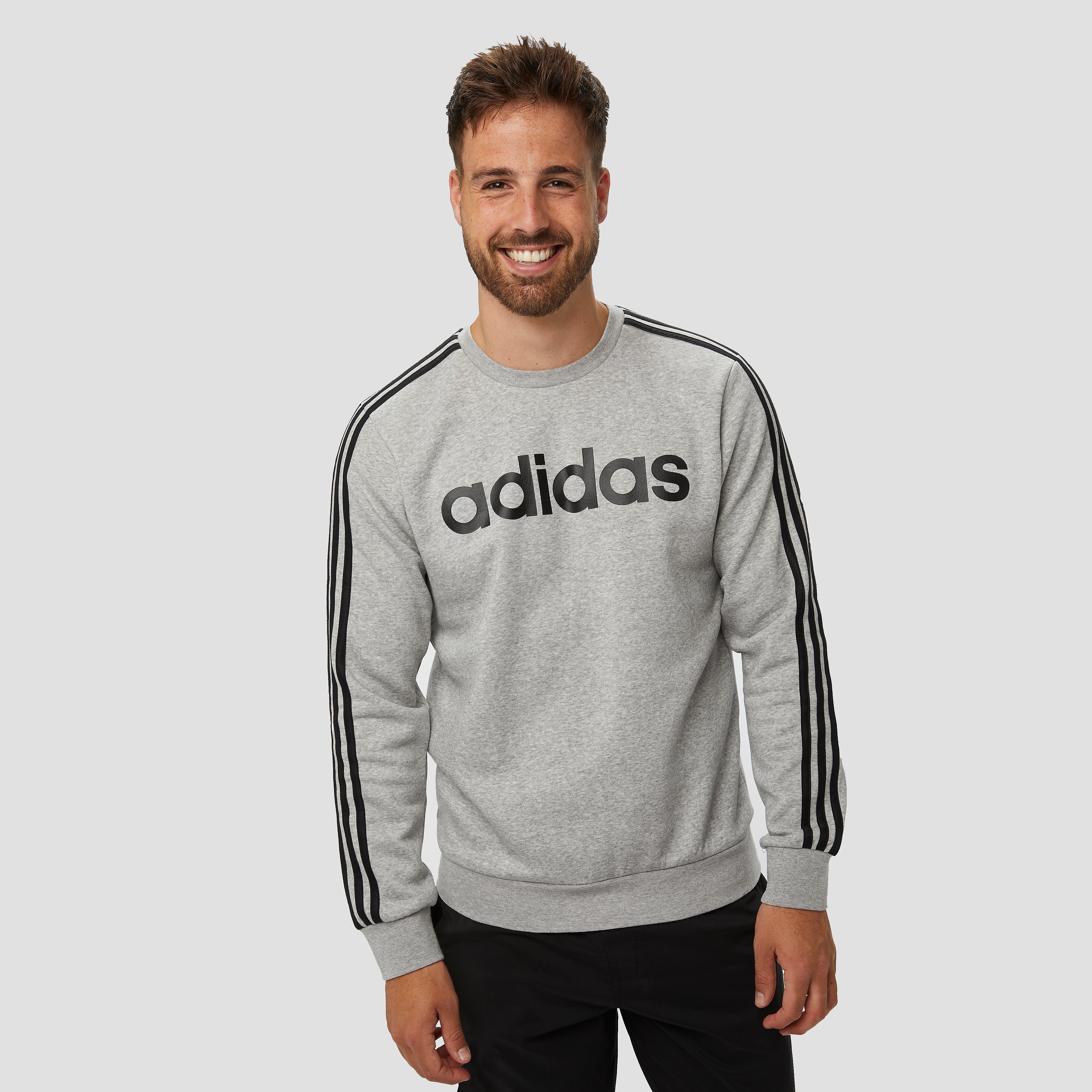 adidas Essentials 3-stripes crew fleece sweater grijs heren Heren
