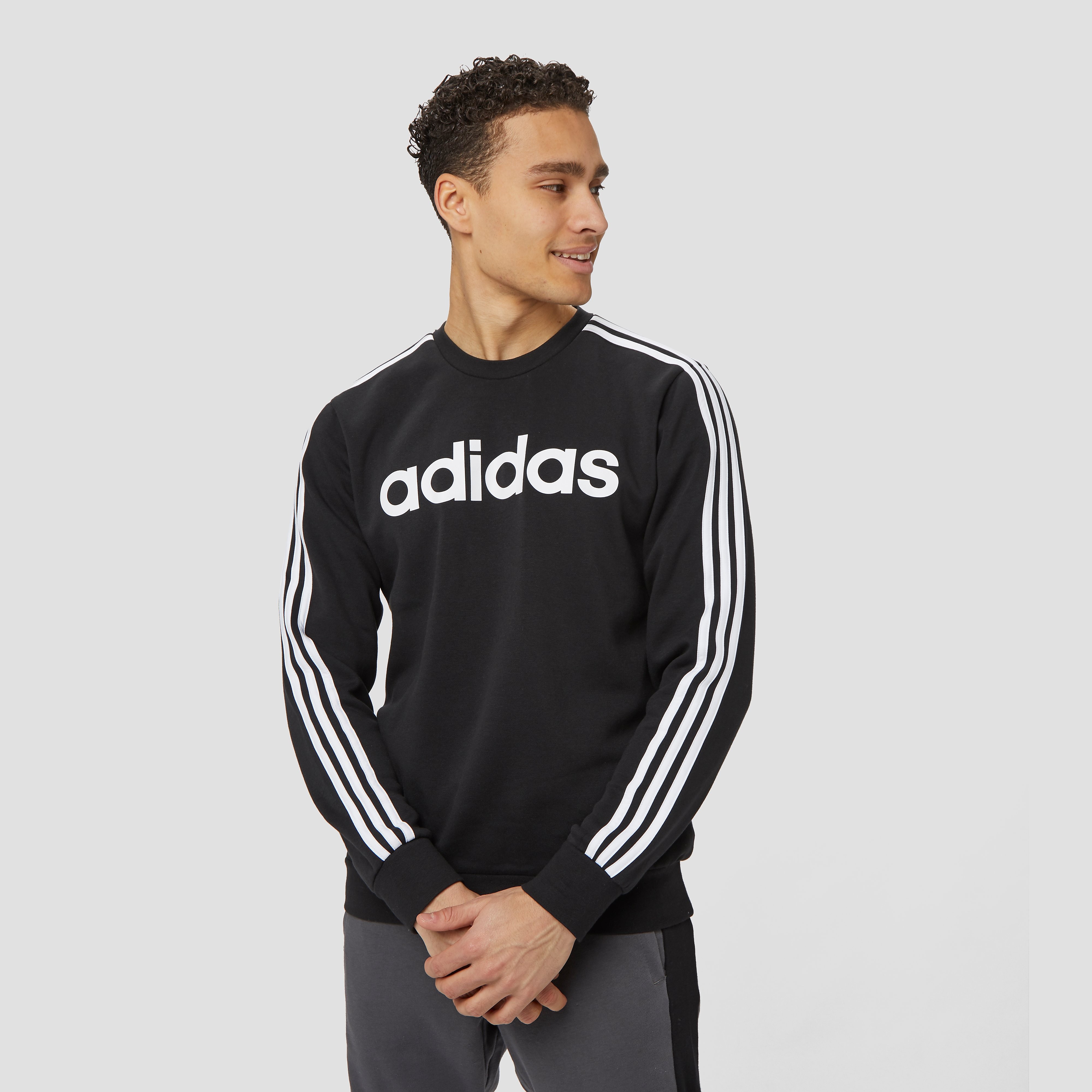 adidas Essentials 3-stripes crew sweater zwart/wit heren Heren
