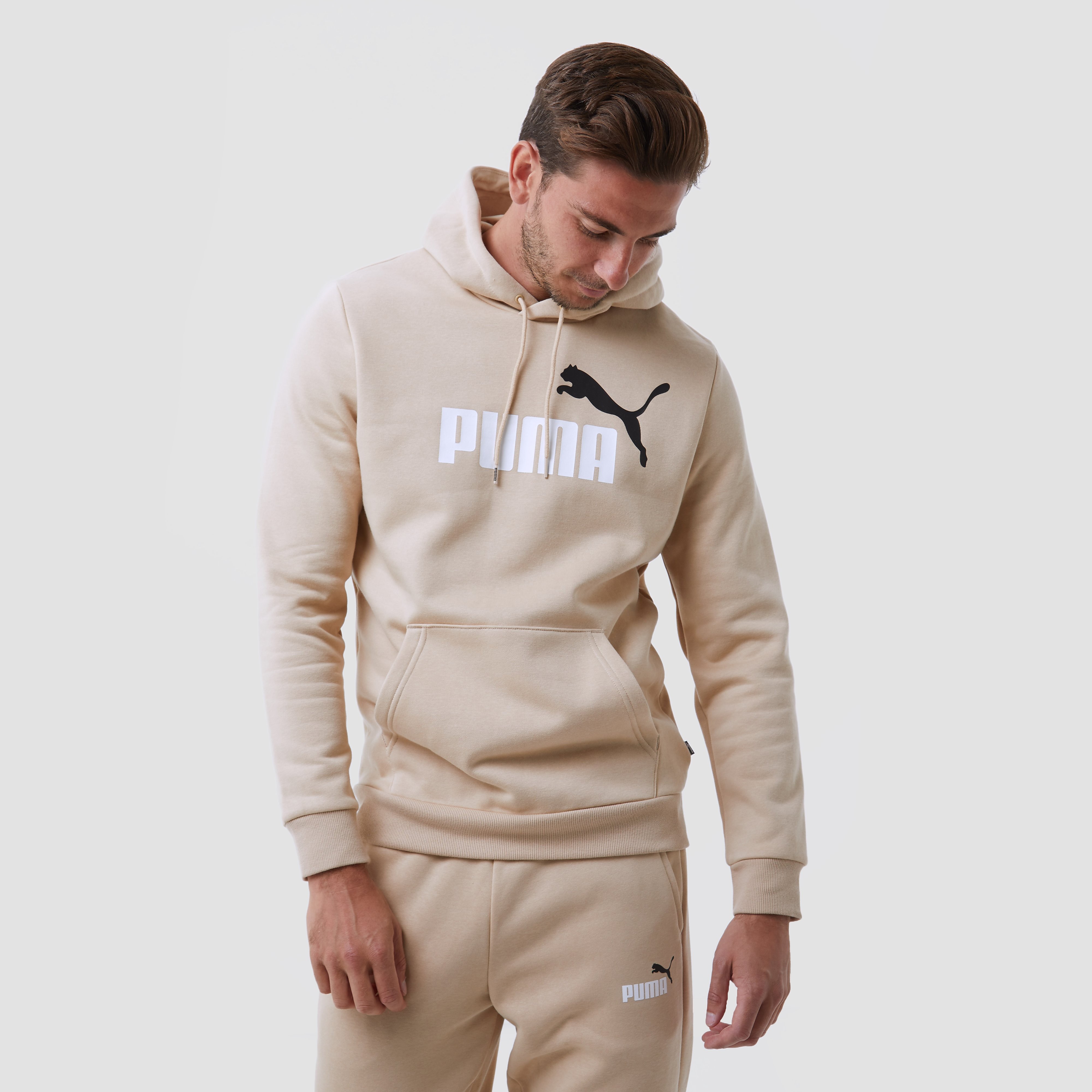 Puma ESS+ Col 2 Big Logo heren hoodie beige - Maat L