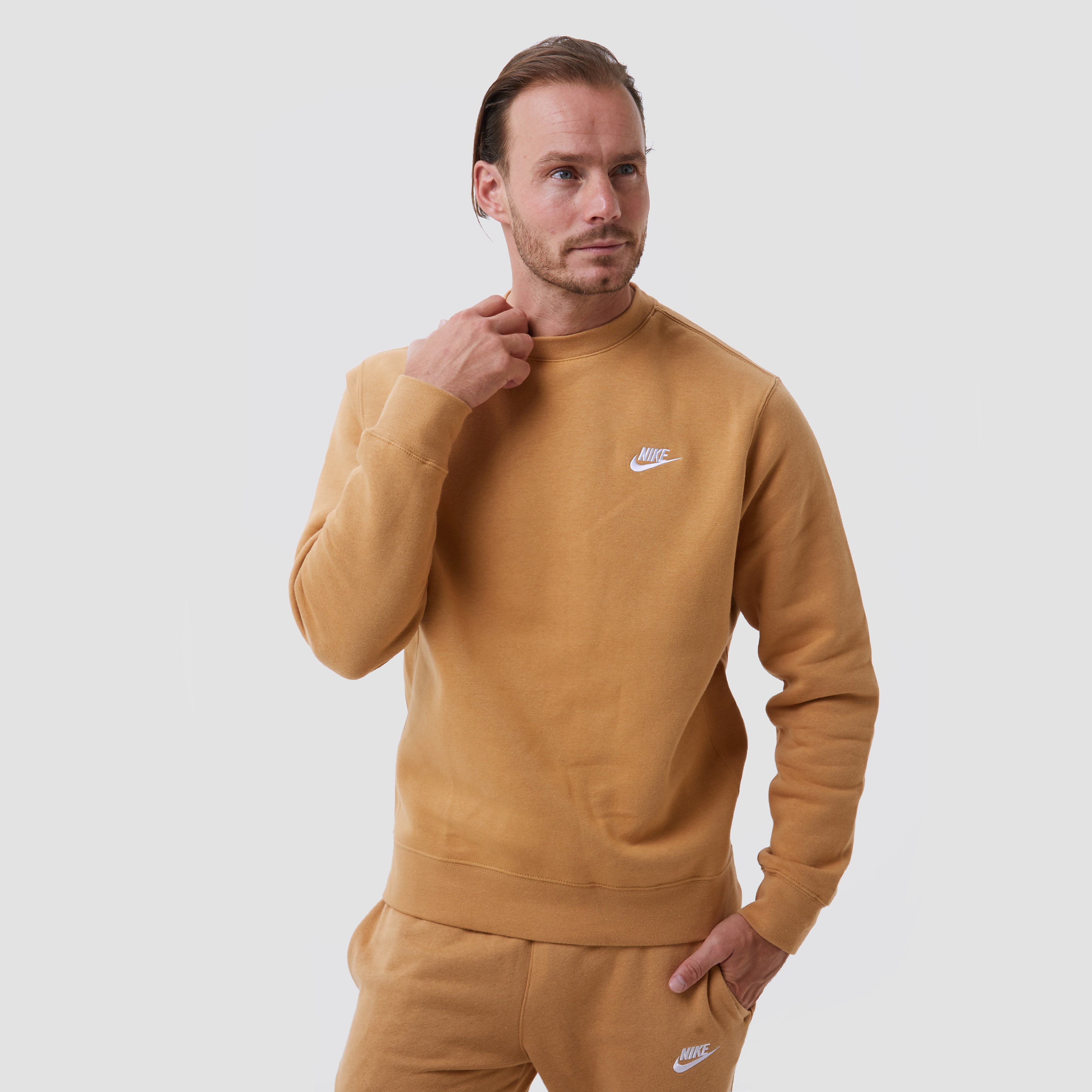 Nike Nike sportswear club fleece crew sweater geel/bruin heren heren