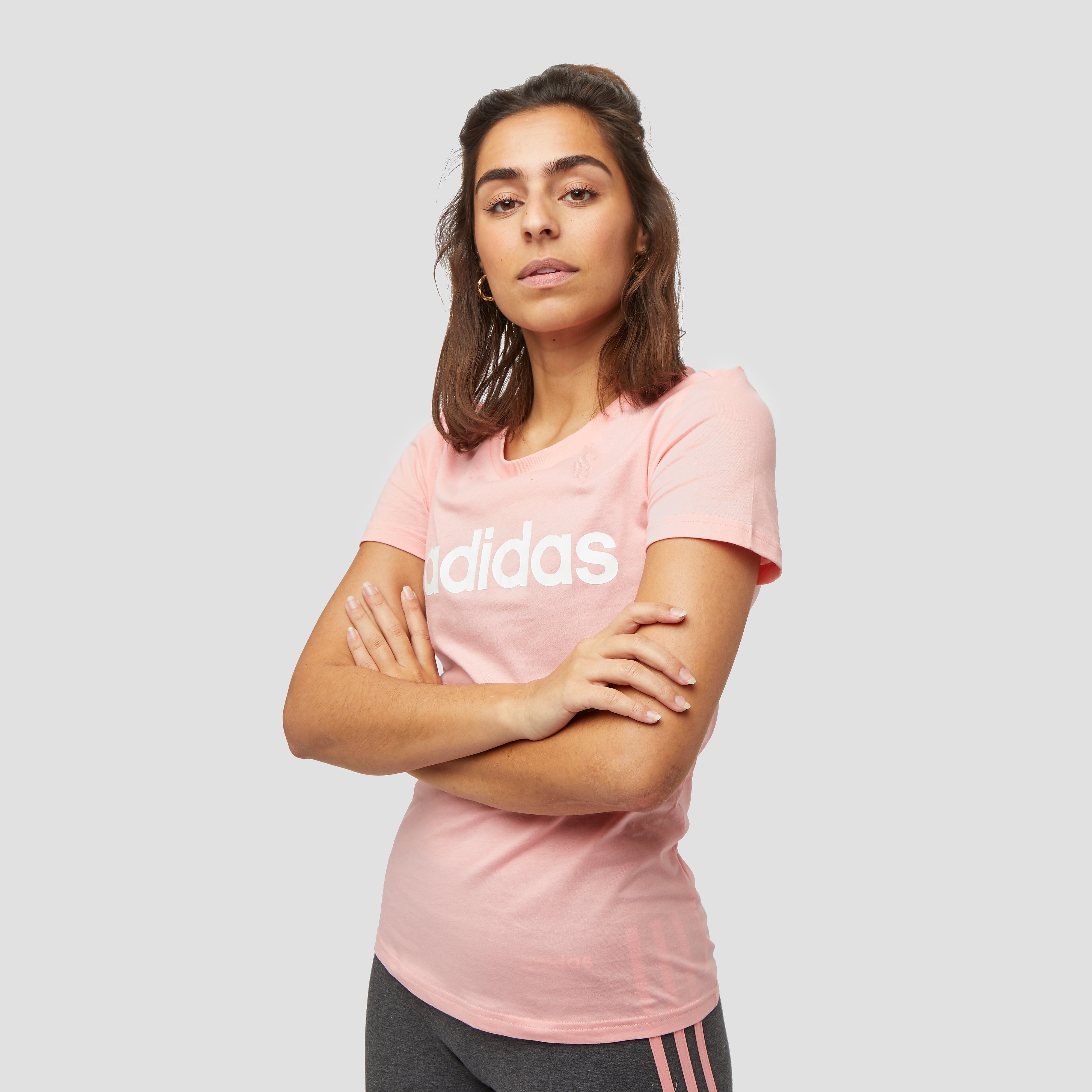 adidas Linear slim shirt roze dames Dames