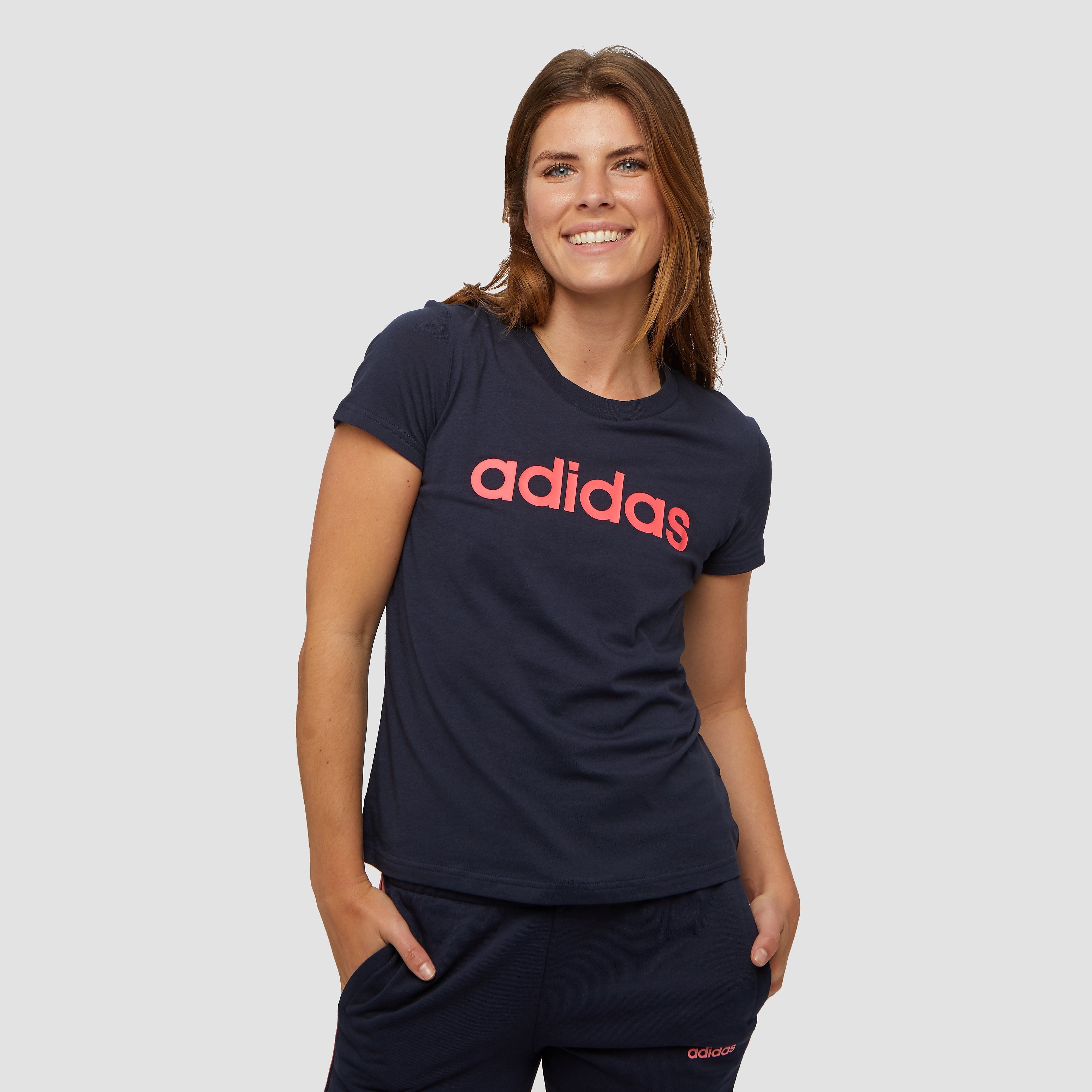 adidas Linear shirt blauw/roze dames Dames