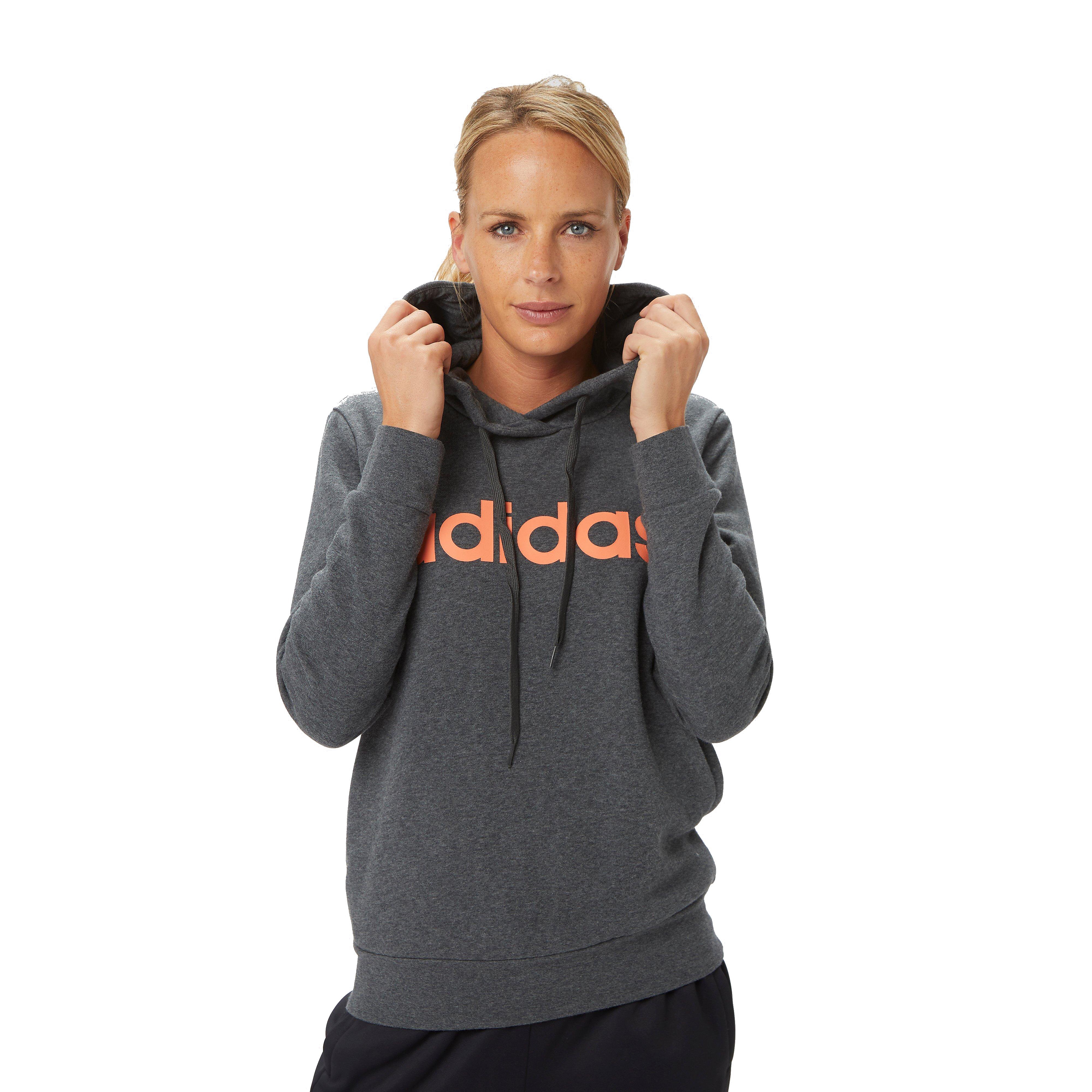 adidas Essentials linear oh fleece trui grijs/oranje dames Dames