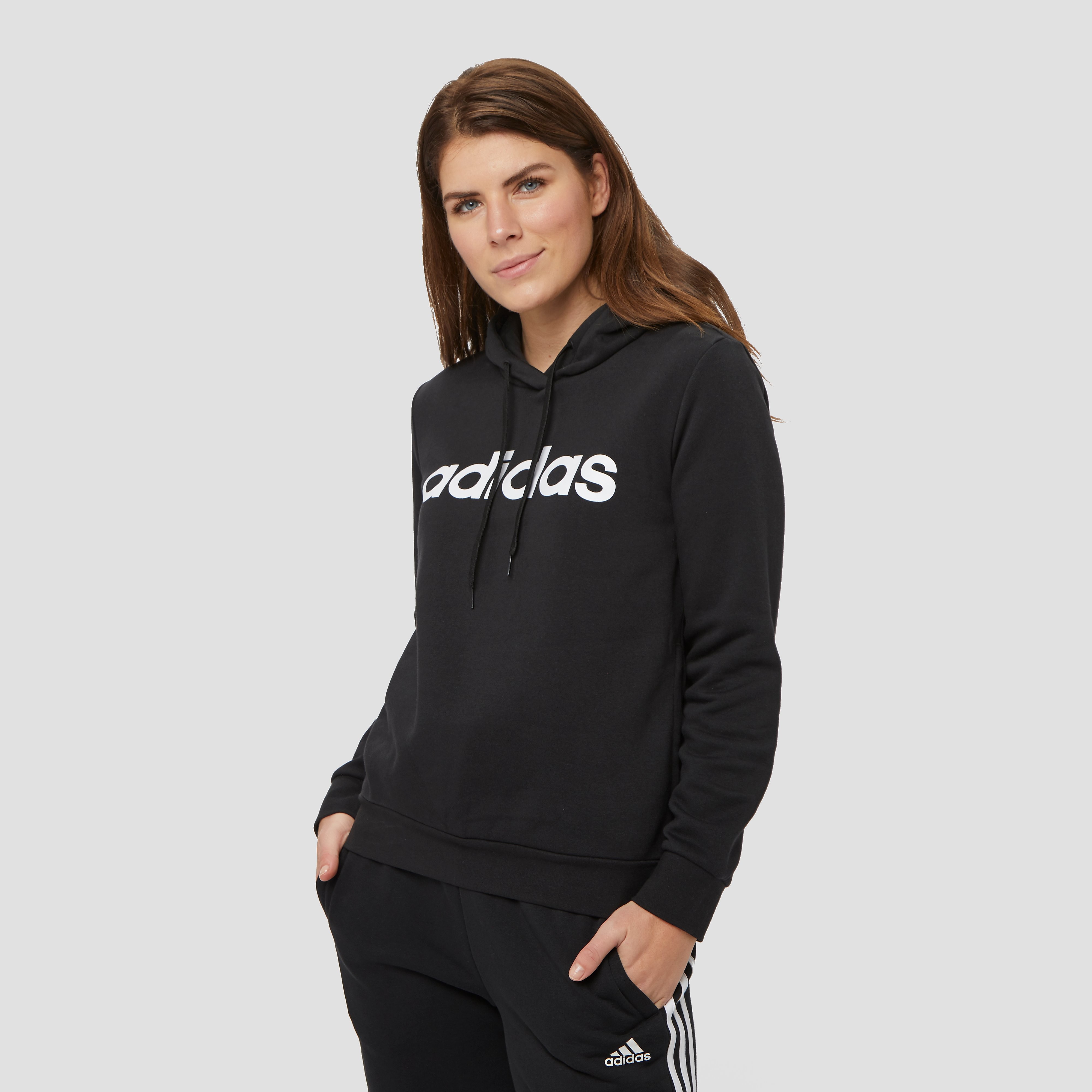 adidas Linear over head fleece trui zwart dames Dames