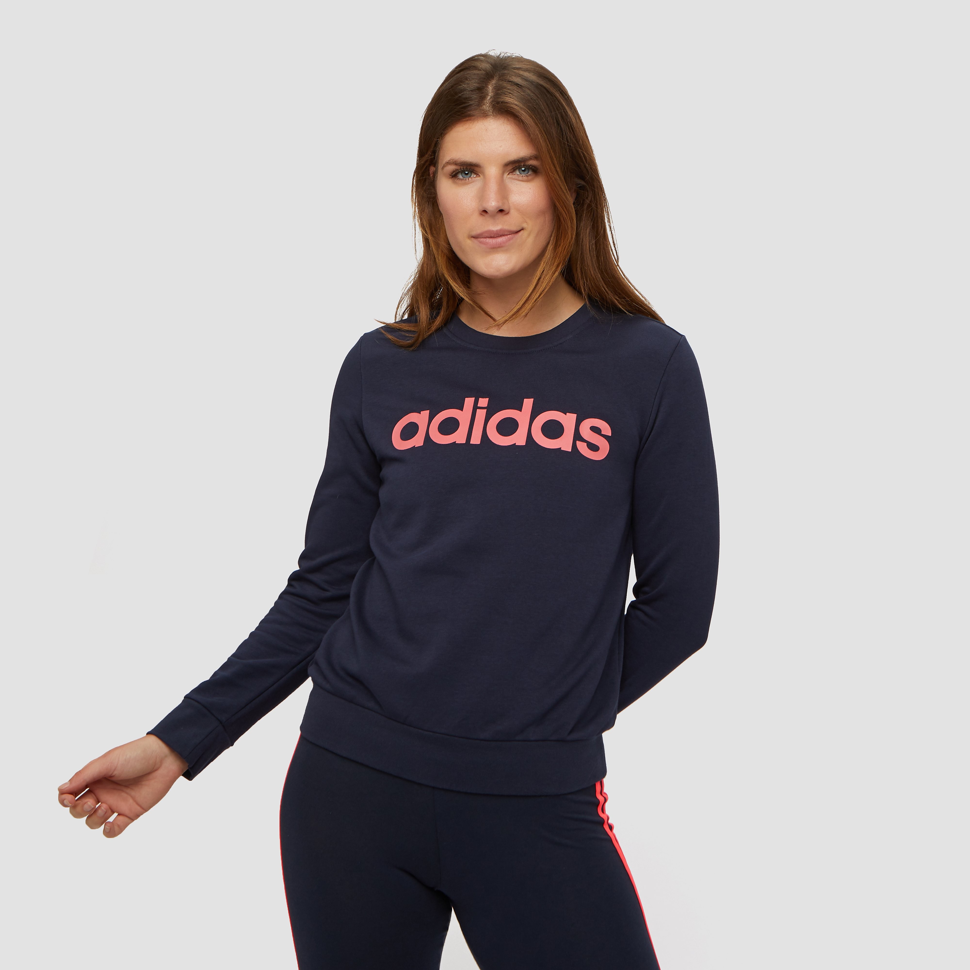 adidas Essentials linear sweater blauw/roze dames Dames