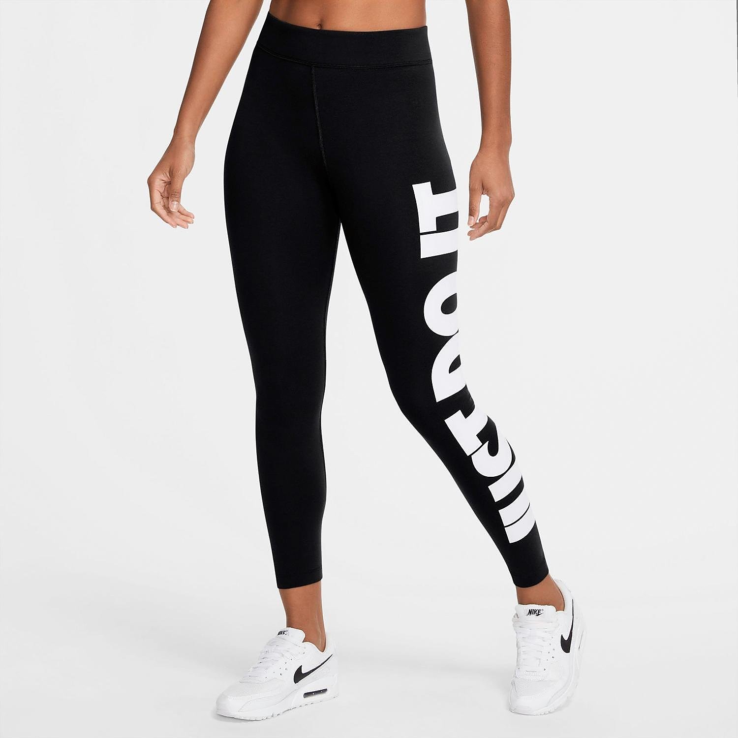 Nike Nike sportswear essential high-waisted graphic legging zwart dames dames