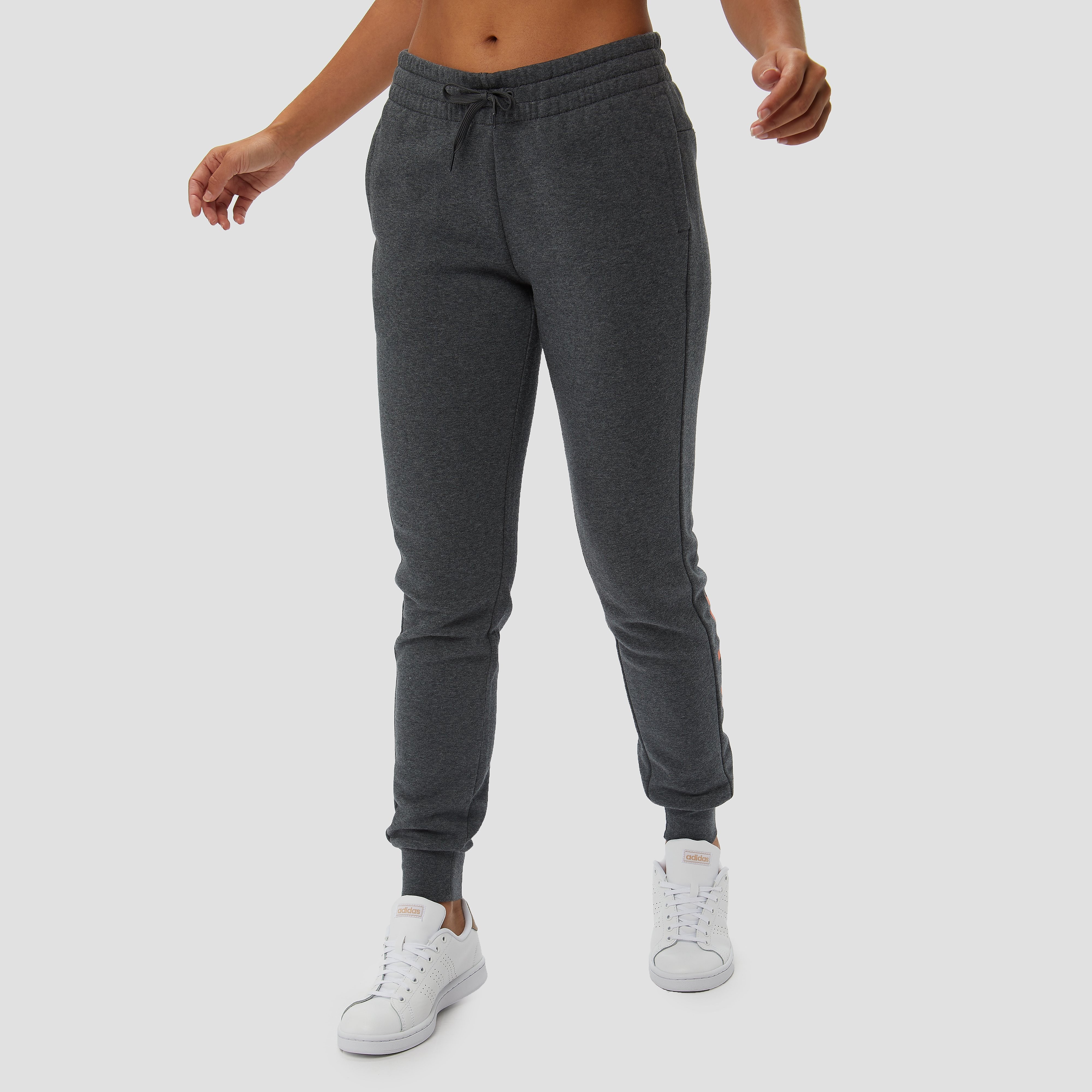 adidas Essentials linear fleece joggingbroek grijs/oranje dames Dames