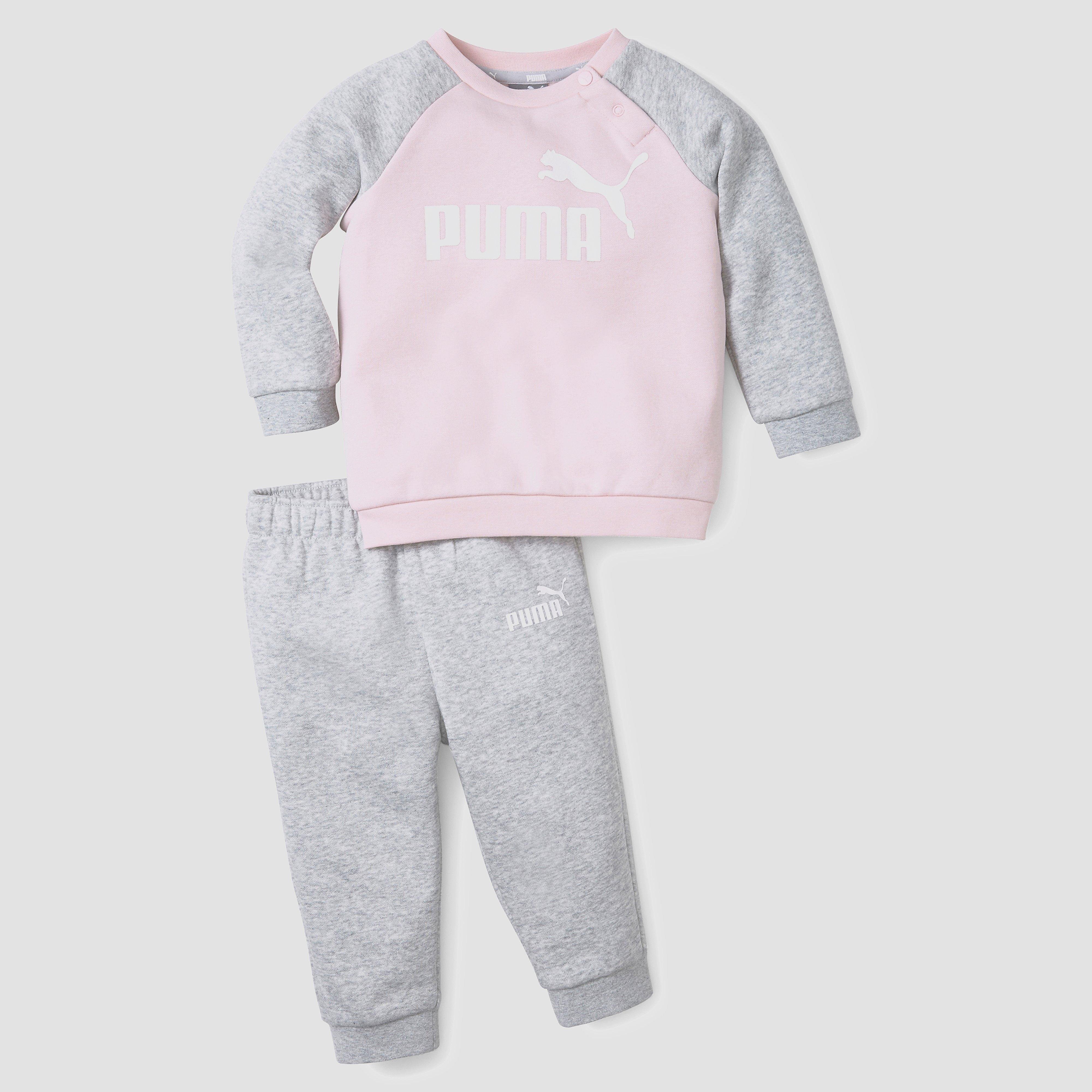 Puma Minicats Essentials Raglan Joggingpak Roze/Grijs - Maat 92