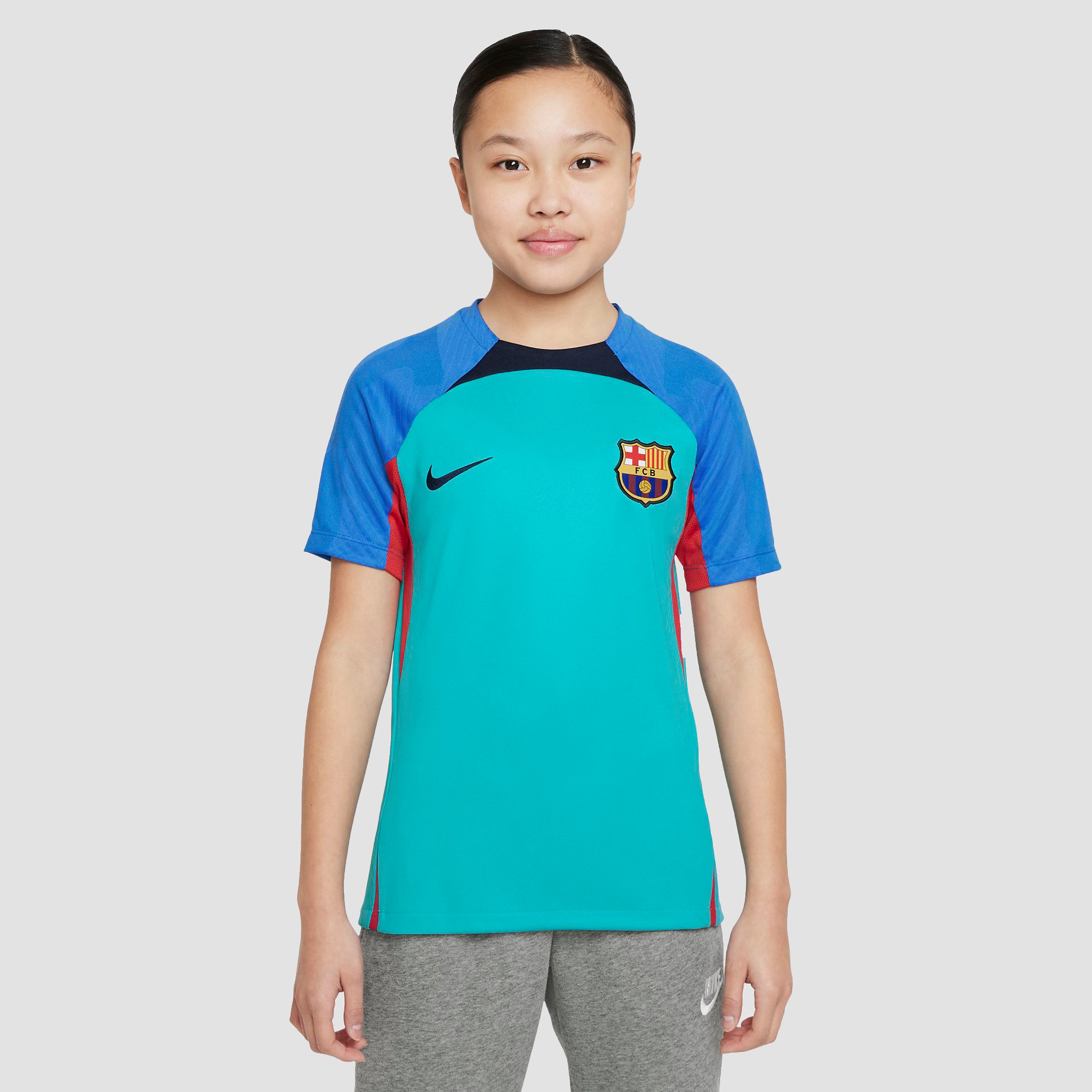 Nike Nike fc barcelona dri-fit strike trainingsshirt blauw kinderen kinderen