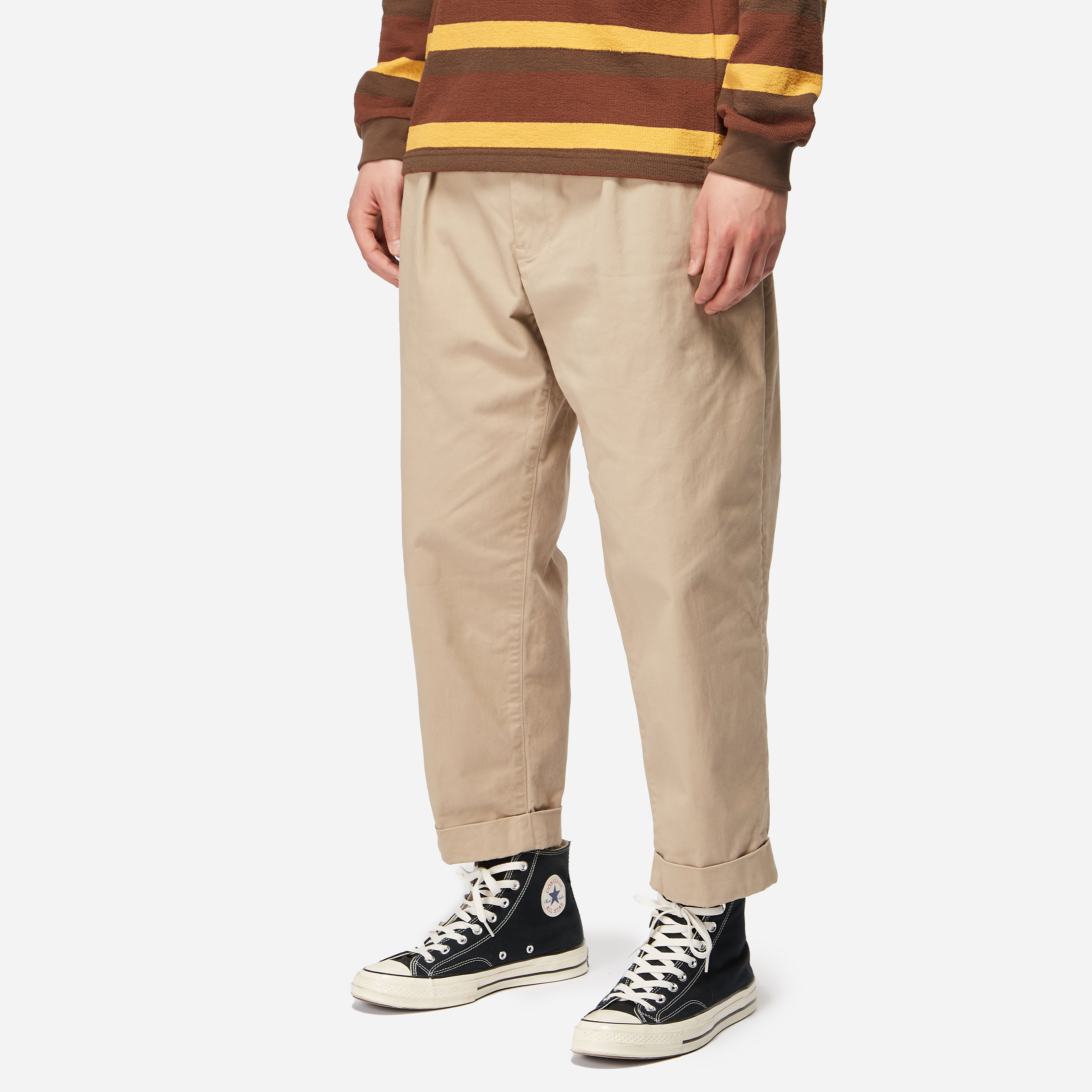 Beams Plus 2 Pleat Twill Chino, Beige - Curated Menswear