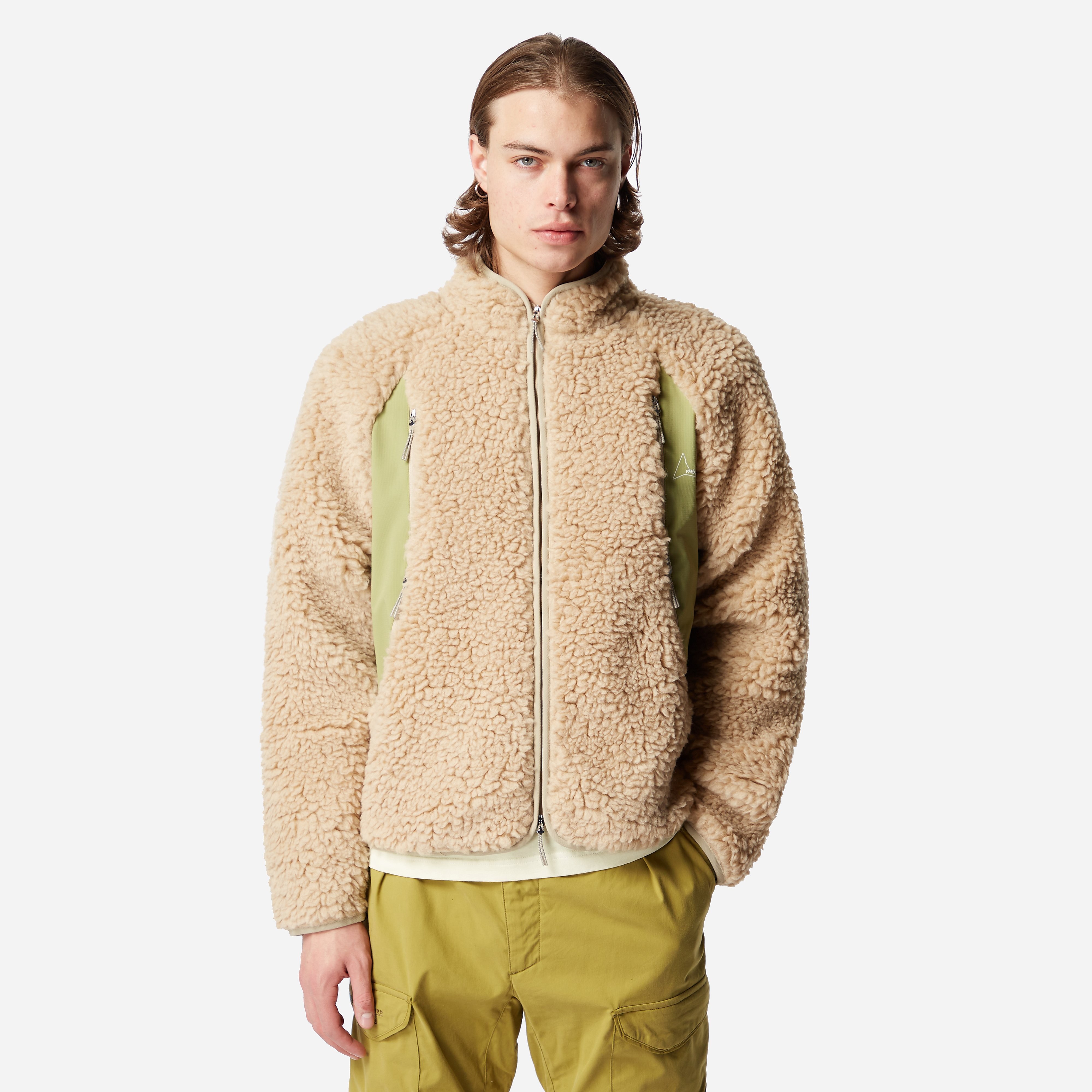 Beige fleece coat sales