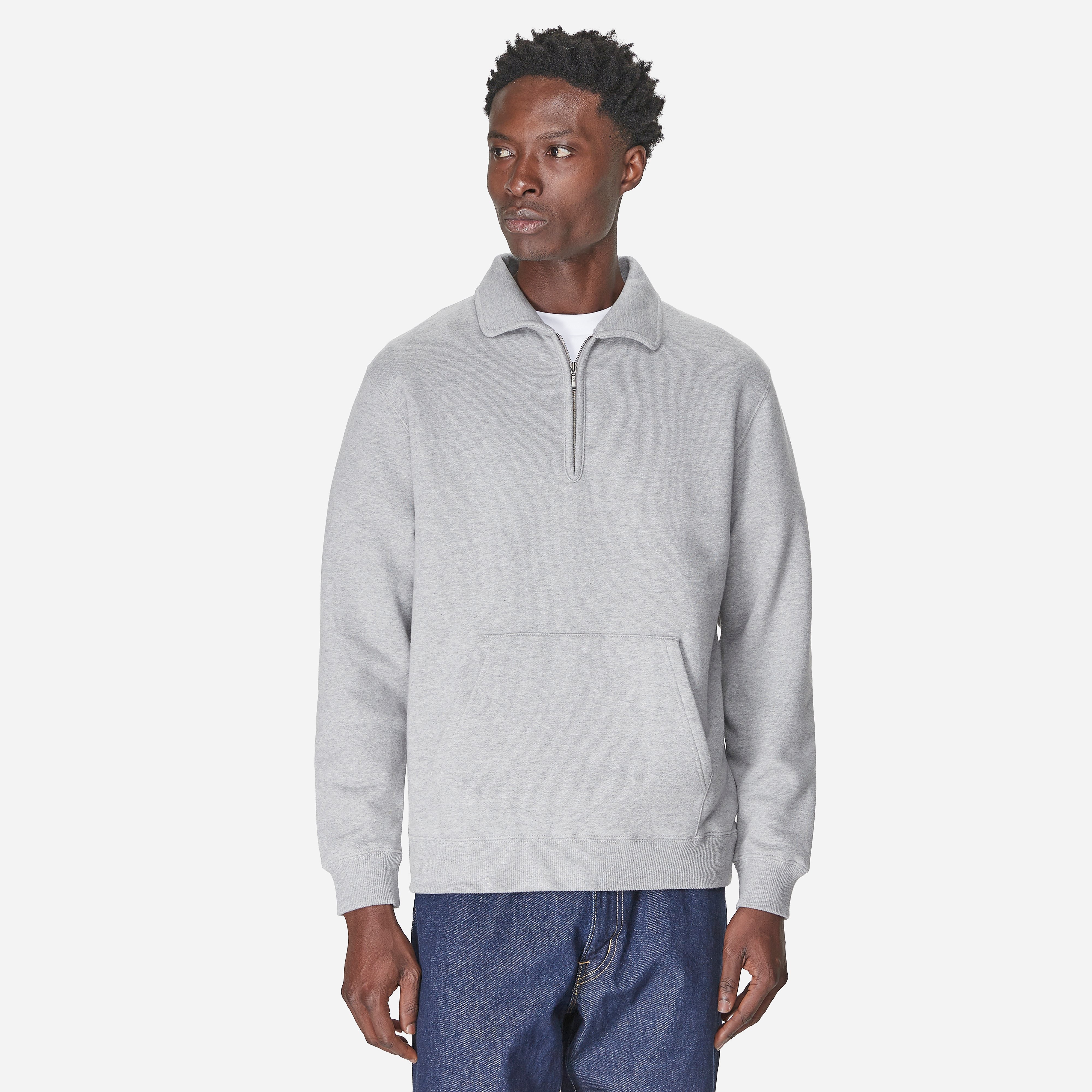 Beams Plus Half Zip Sweat, Grey
