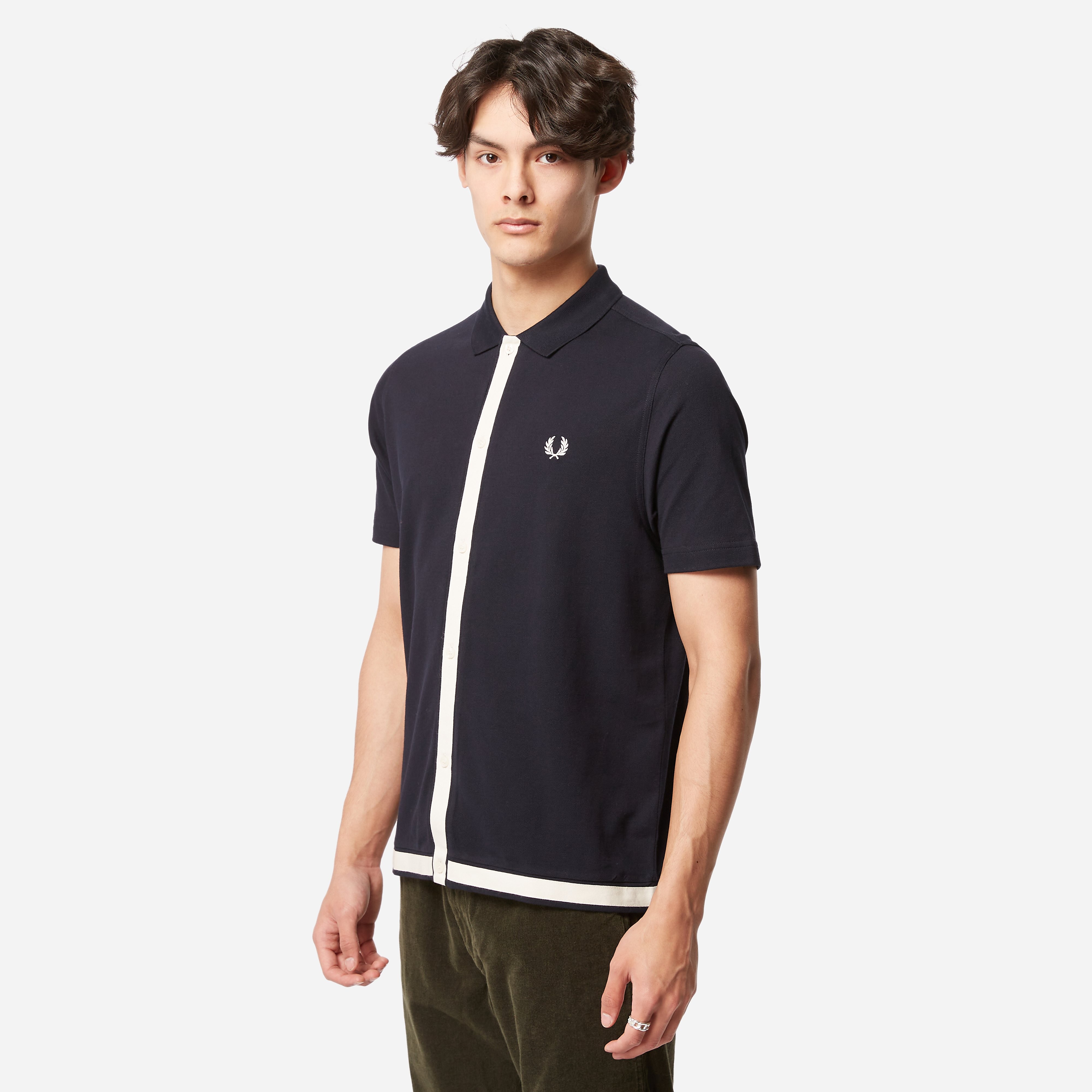 Fred Perry Tape Detail Polo Shirt Navy The Hoxton Trend