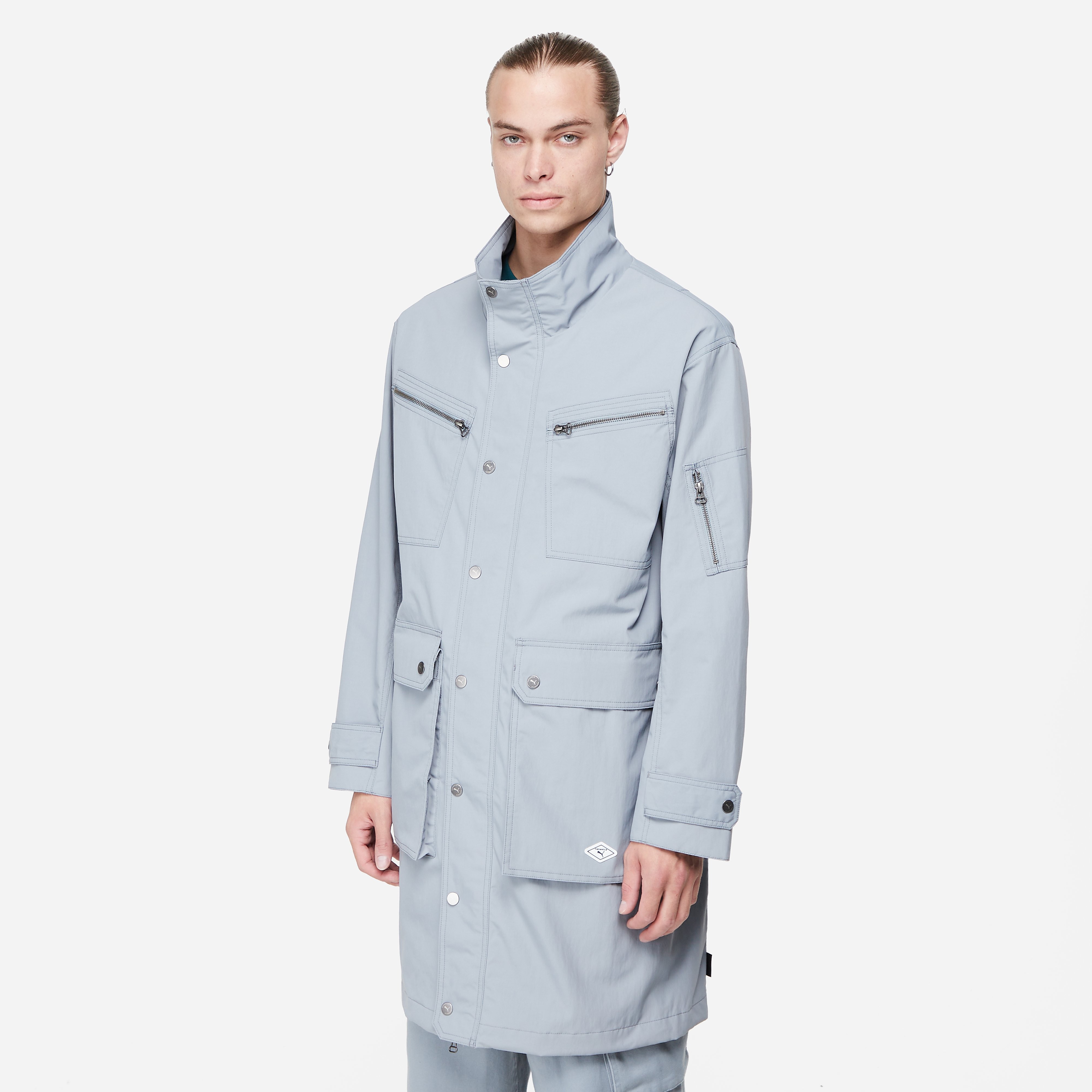 puma x nanamica woven coat, grey