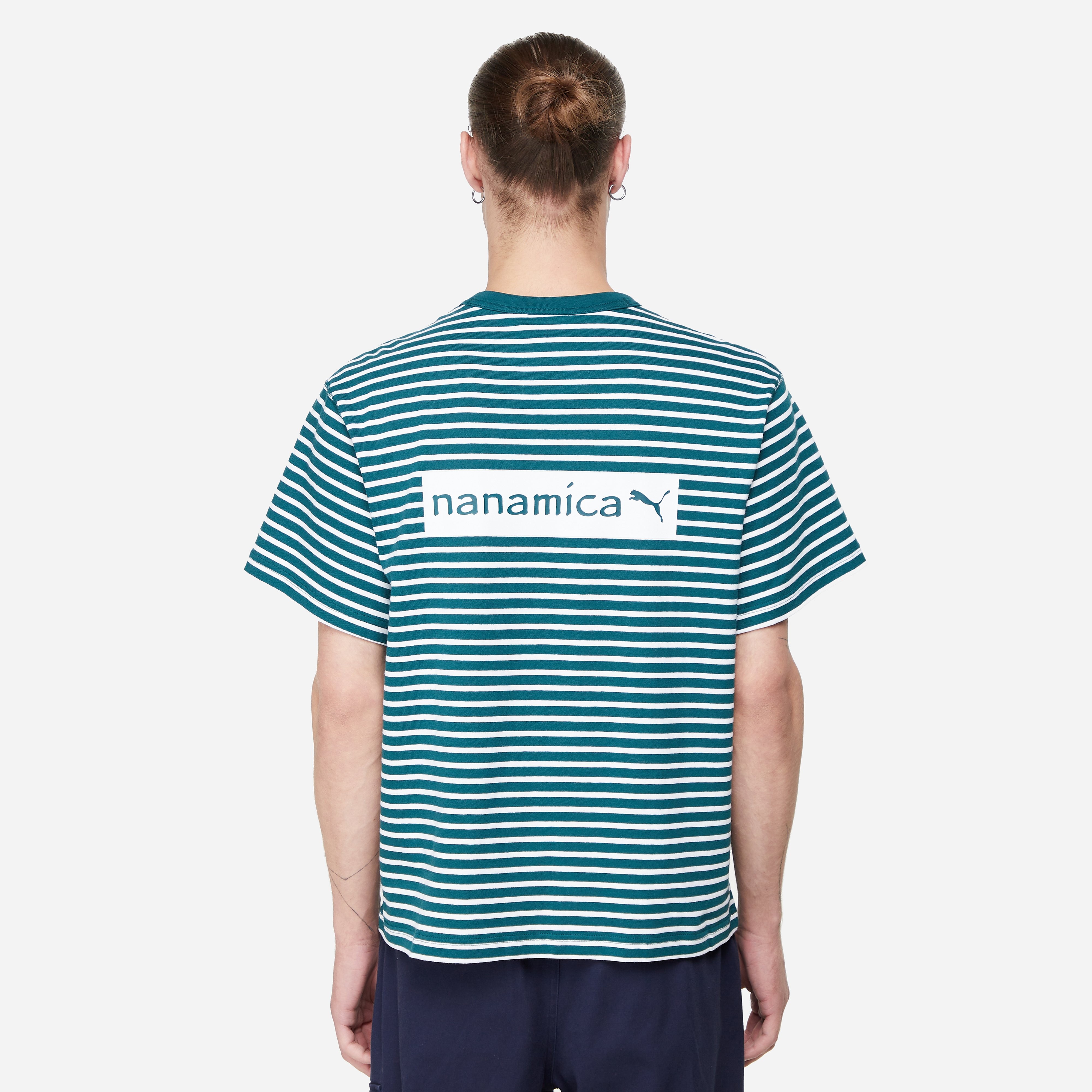 puma x nanamica striped t-shirt, green