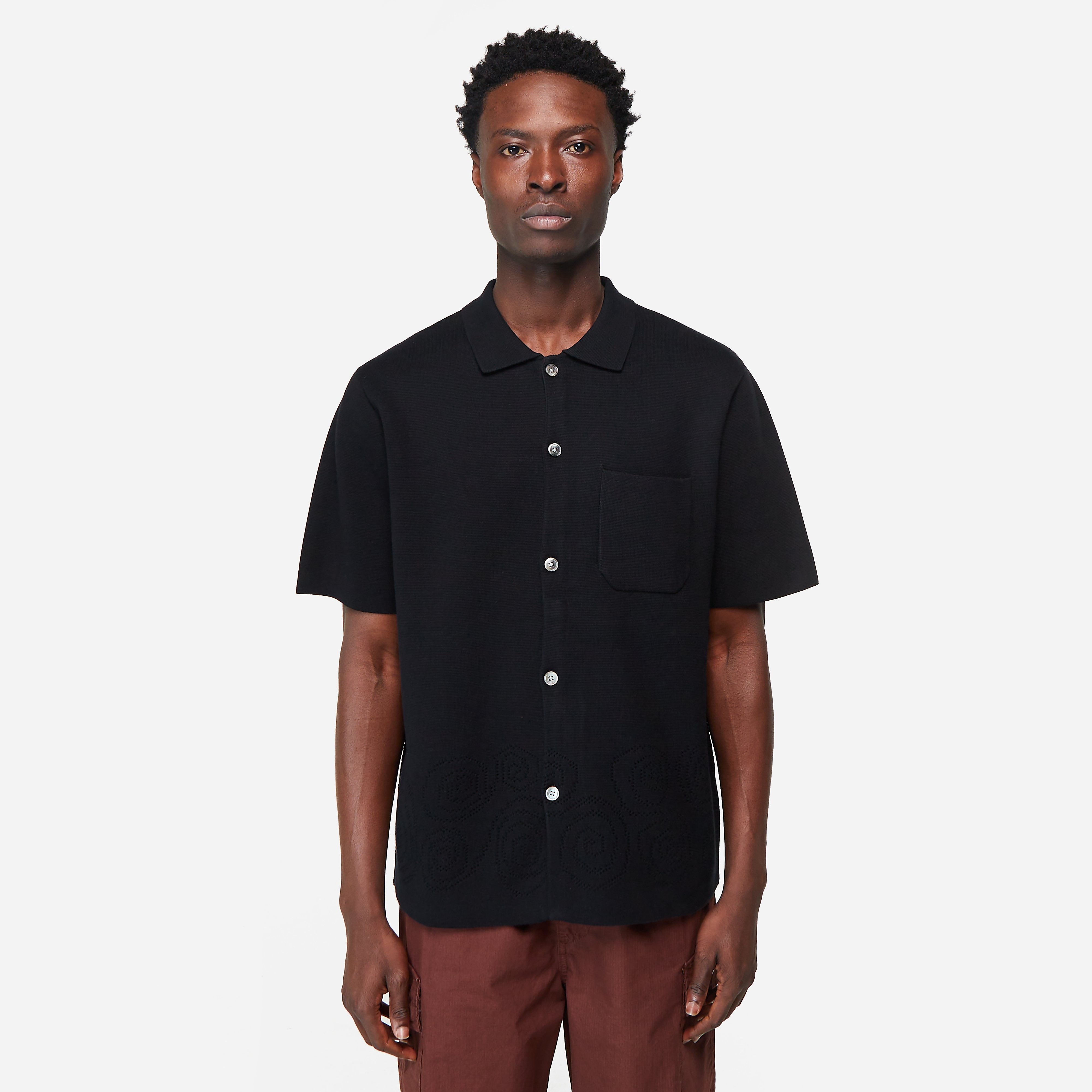 Stussy Swirl Knit Shirt, Black - Curated Menswear