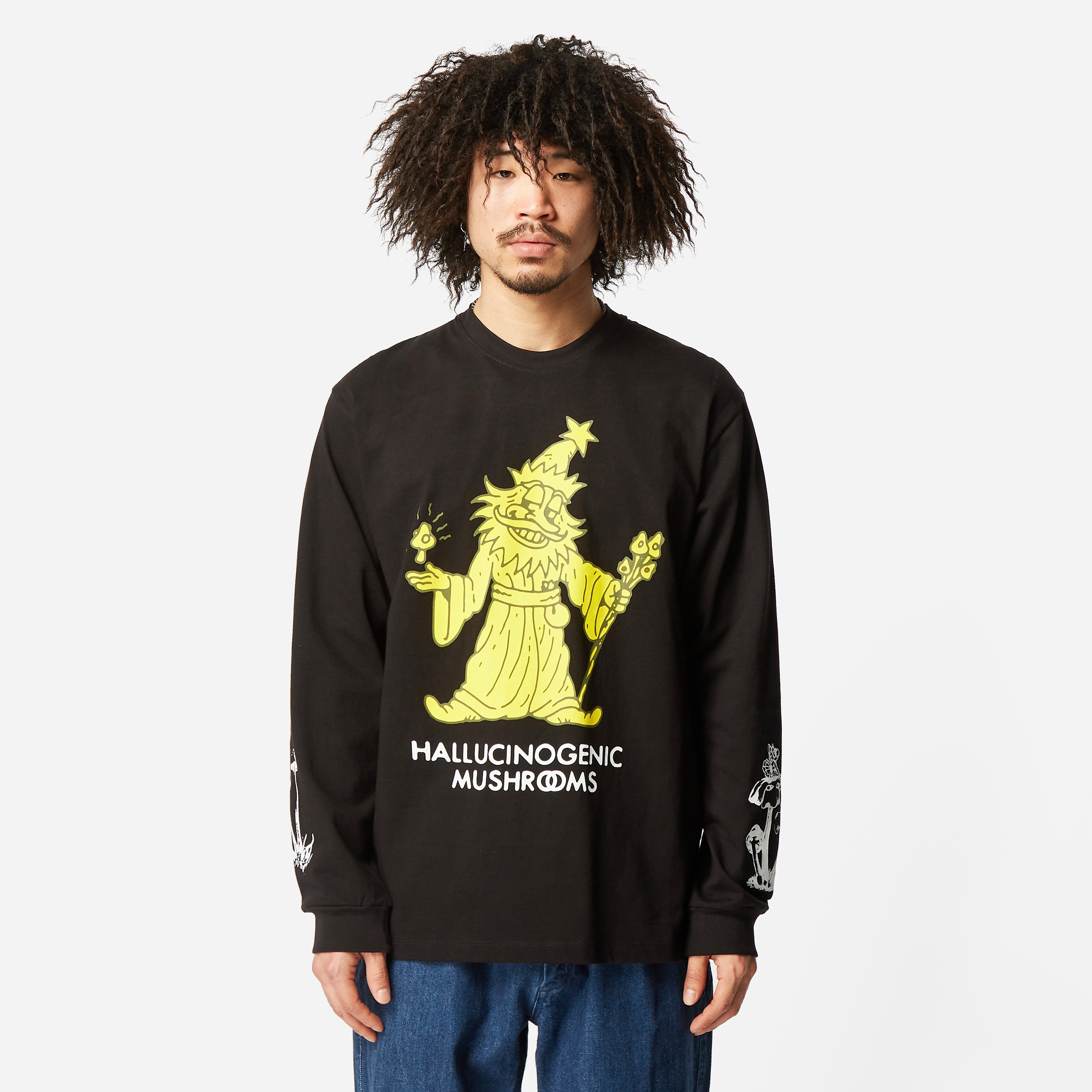 Real Bad Man Hallucinogenic Wizard Long Sleeve T-Shirt, Black