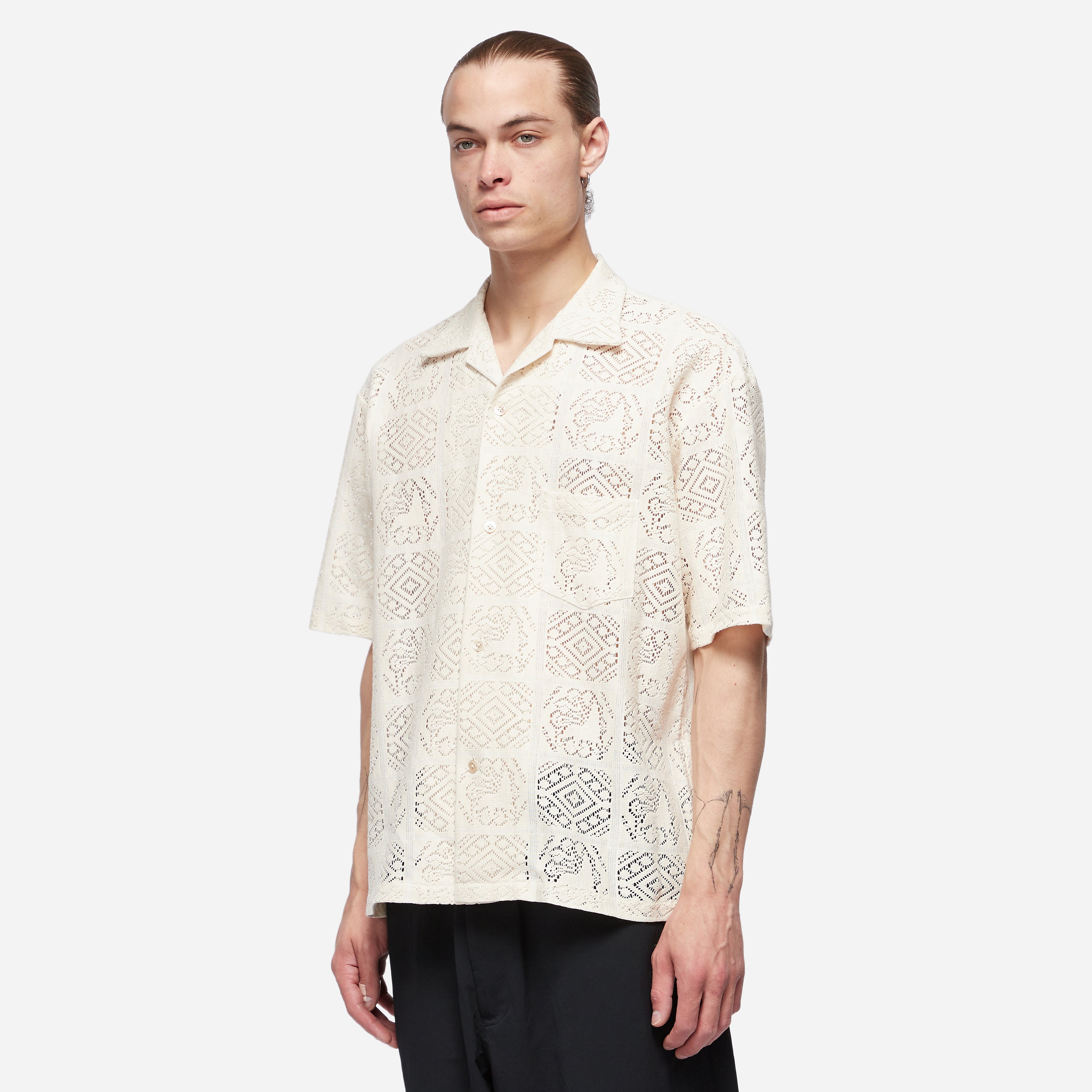 Sasquatchfabrix Jah Lion Lace Shirt, White