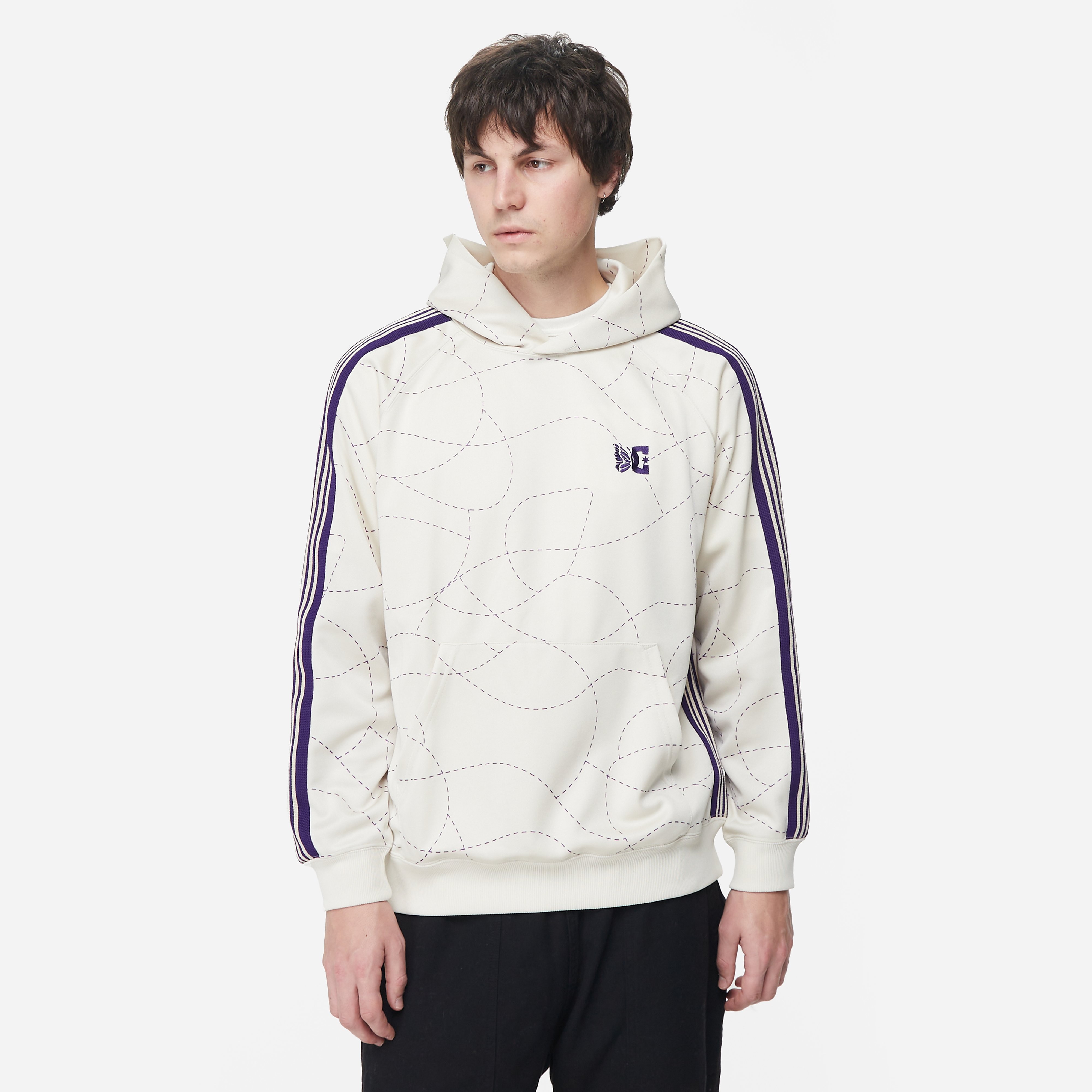 needles x dc shoes poly smooth hoodie, white