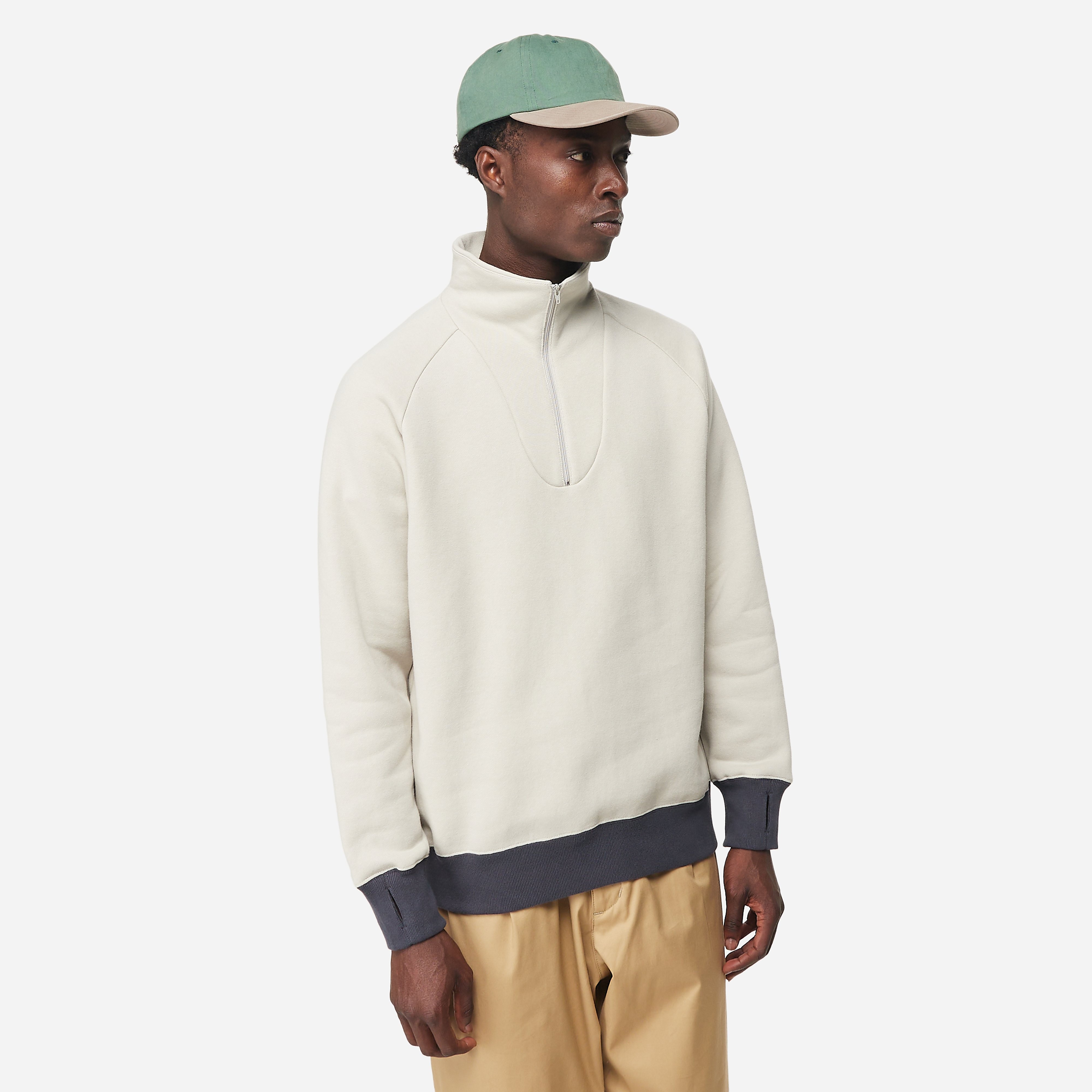Beams Plus x HIP Half Zip Sweatshirt, Grey - Curated Menswear
