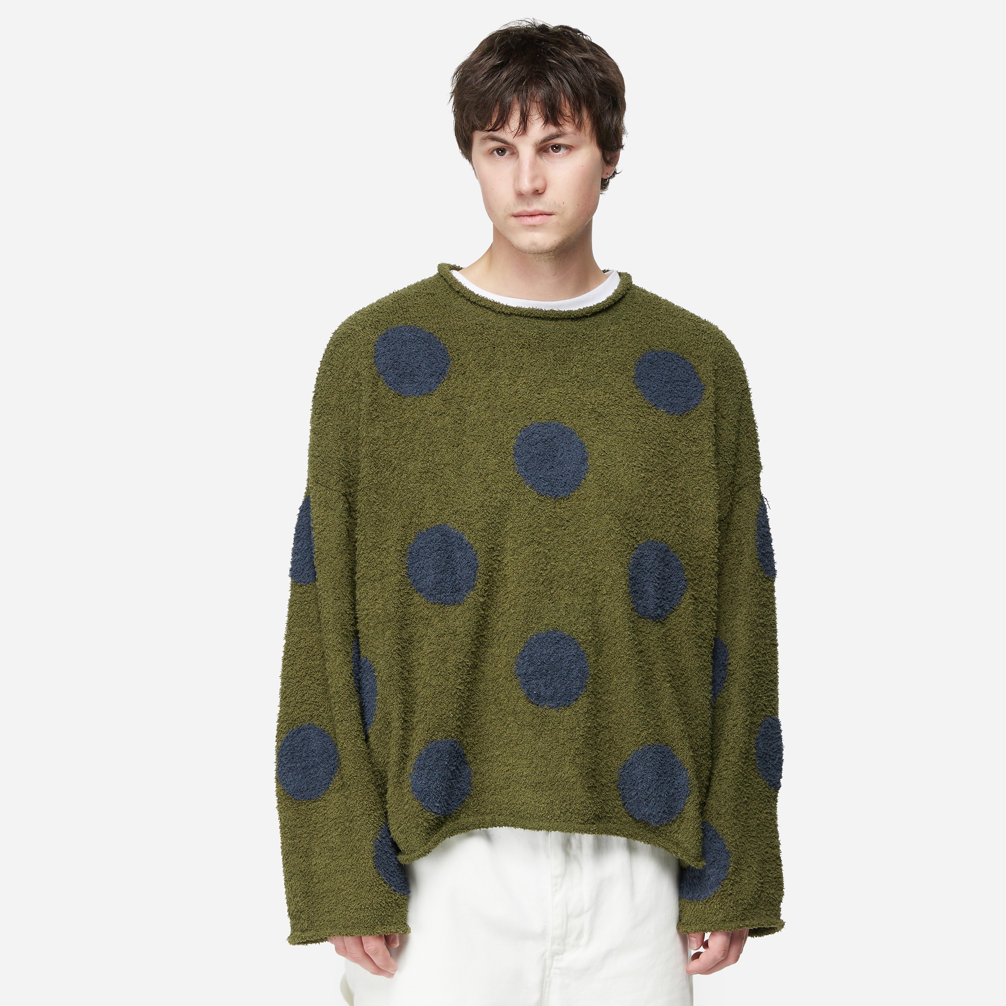 Brain Dead Teddy Fur Dot Knit Sweater, Green - Curated Menswear