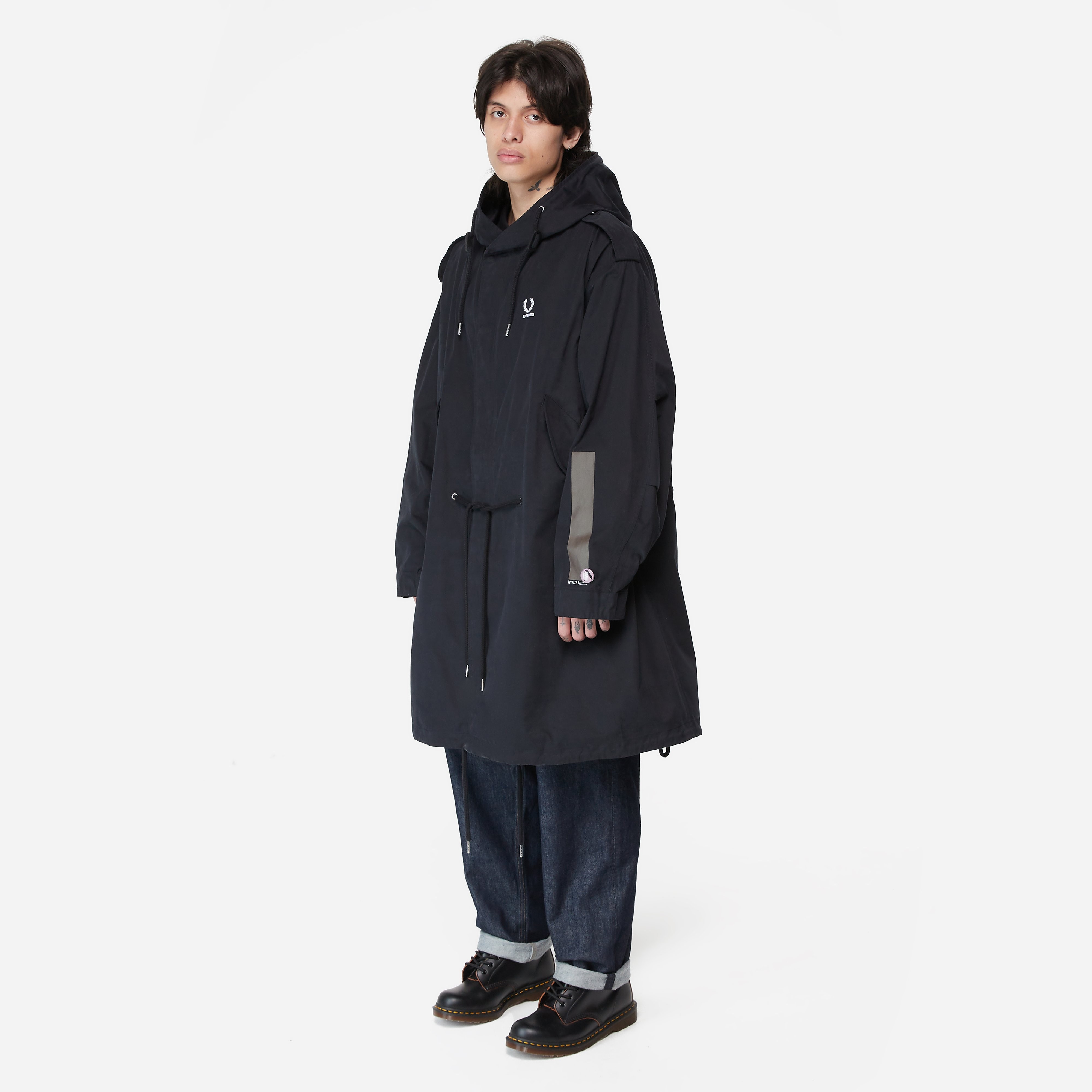Fred Perry x Raf Simons Printed Patch Parka, Black Curated Menswear