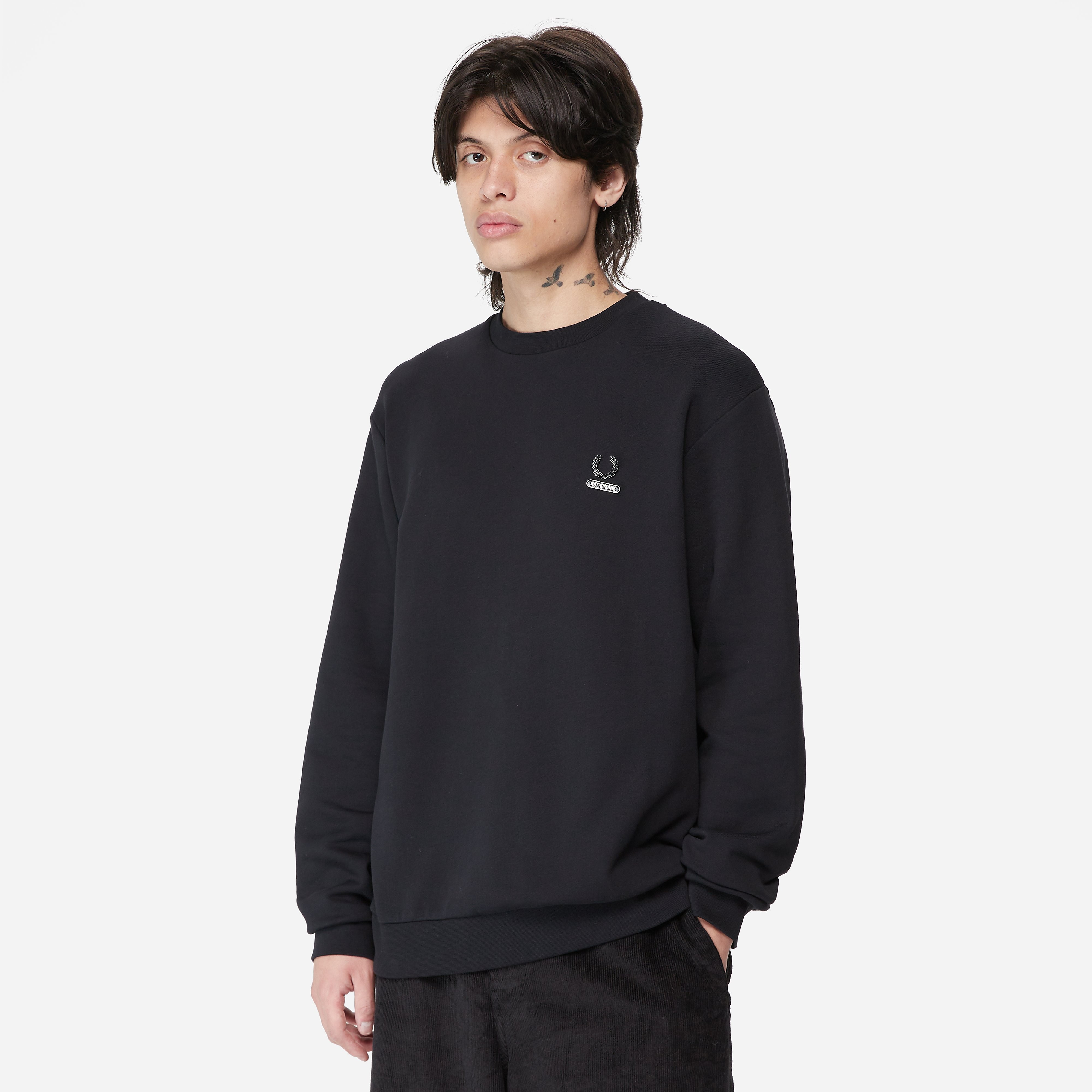 ラフシモンズ RAF SIMONS FRED PERRY トップス Fred Perry x Raf Simons Sweatshirt, Black - Curated Menswear