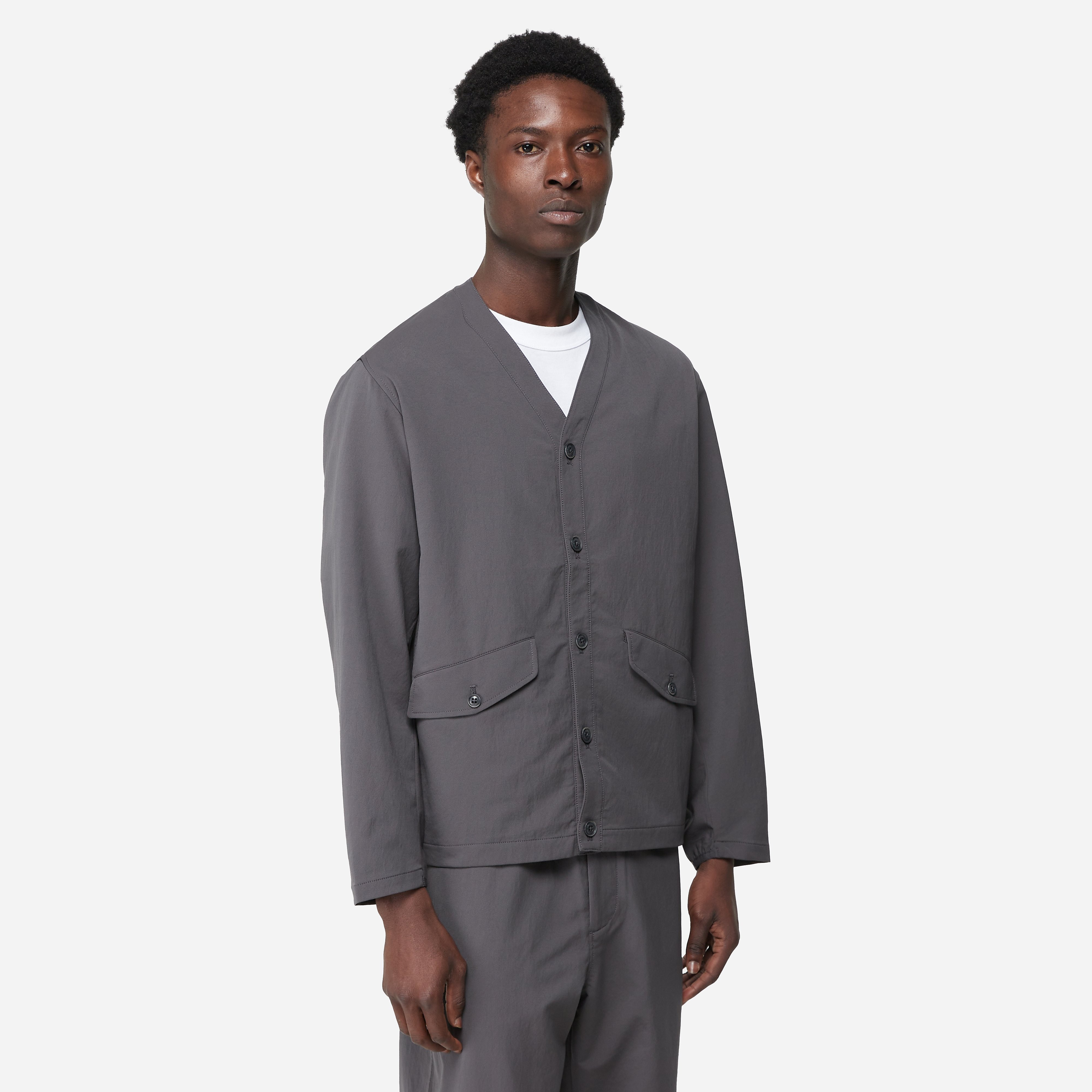 Nanamica ALPHADRY Cardigan, Grey - Curated Menswear