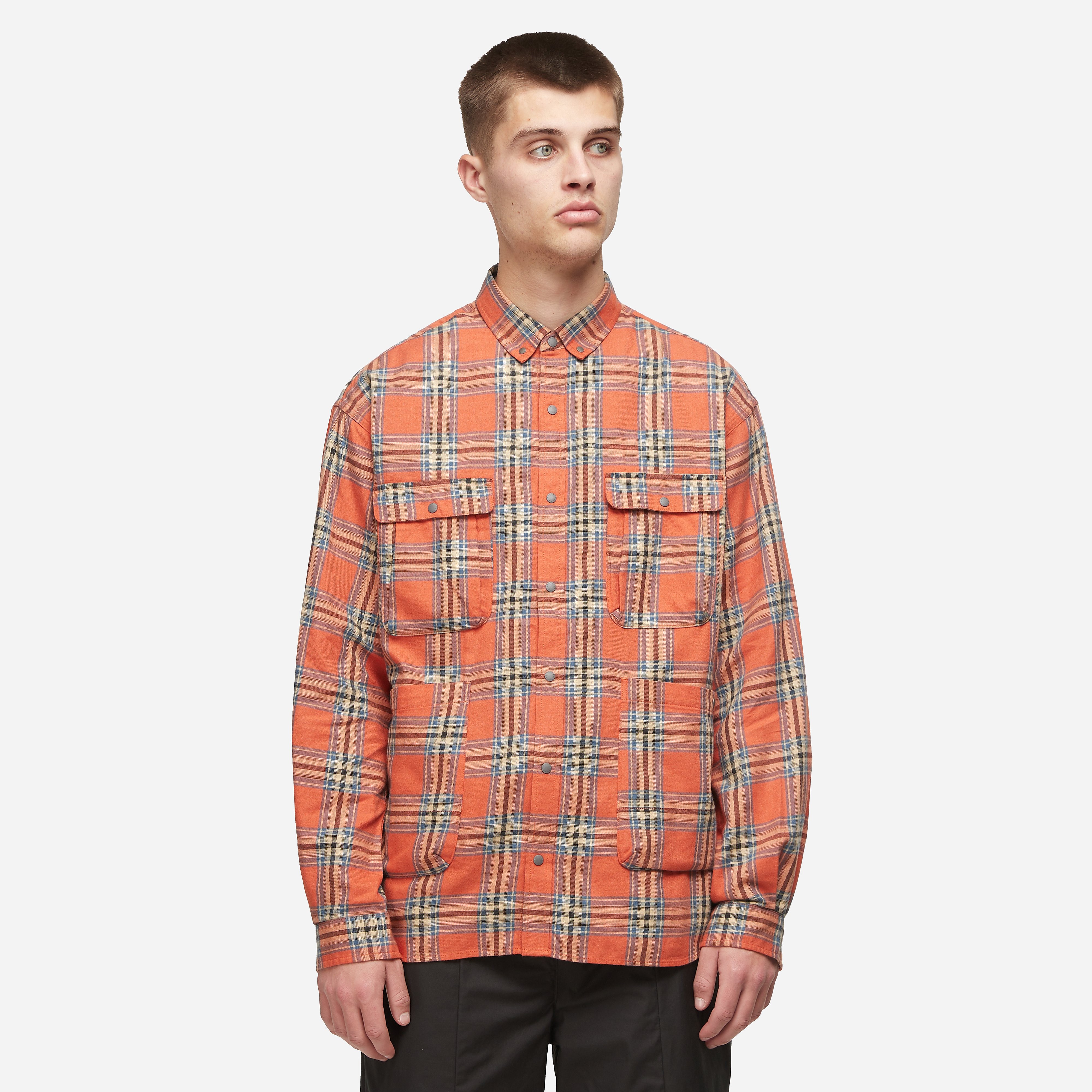 【新品未開封】NANGA FADE PLAID CAMP SHIRT Nanga Fade Plaid Camp Shirt, Orange - Curated Menswear