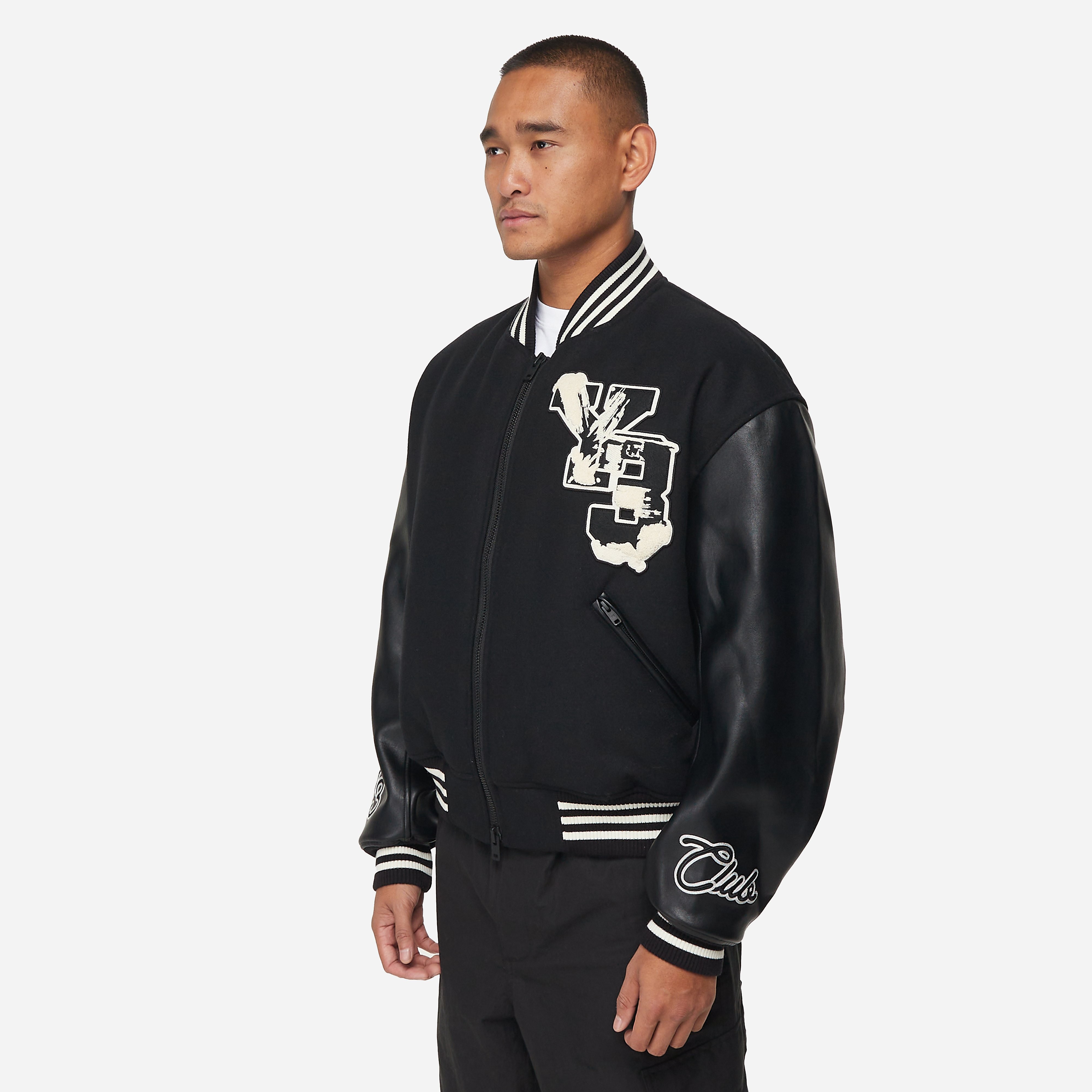 Y-3 adidas OVERSIZE VARSITY トラックジャケット S adidas Originals Y-3 Letterman Varsity Jacket, Black - Curated