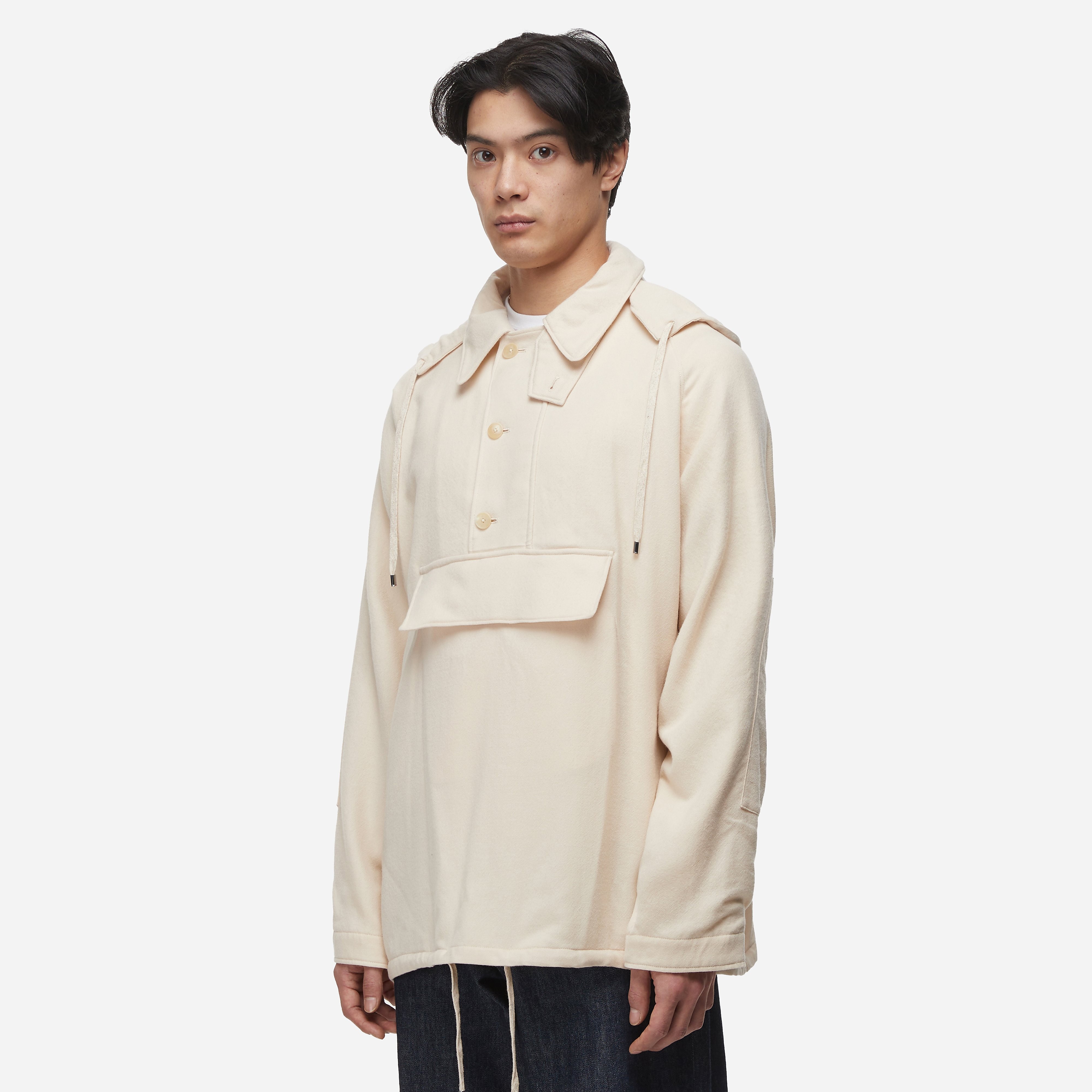 Auralee Wool Viyella Anorak, Beige - Curated Menswear