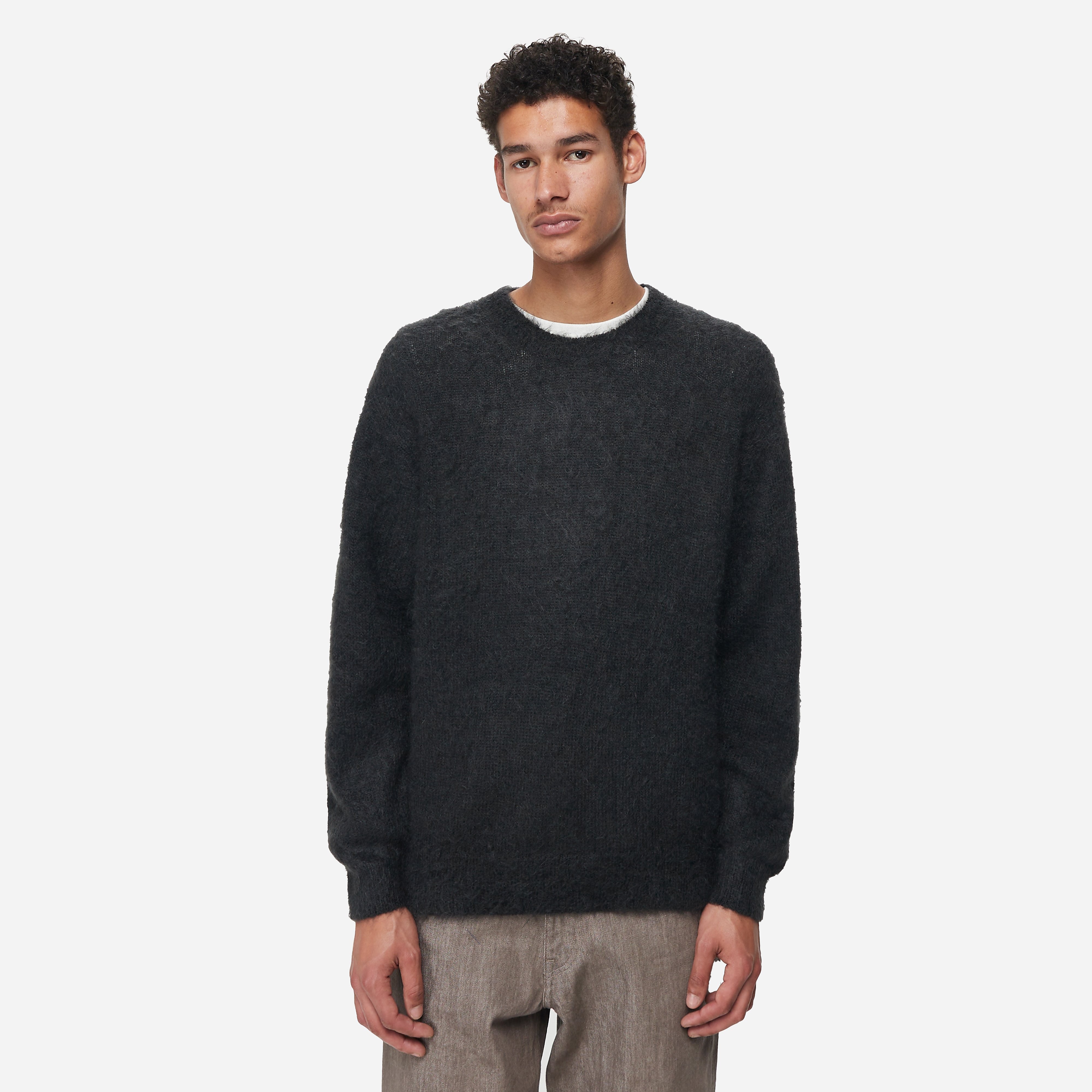 Auralee Superkid Mohair Knit, Black - Curated Menswear
