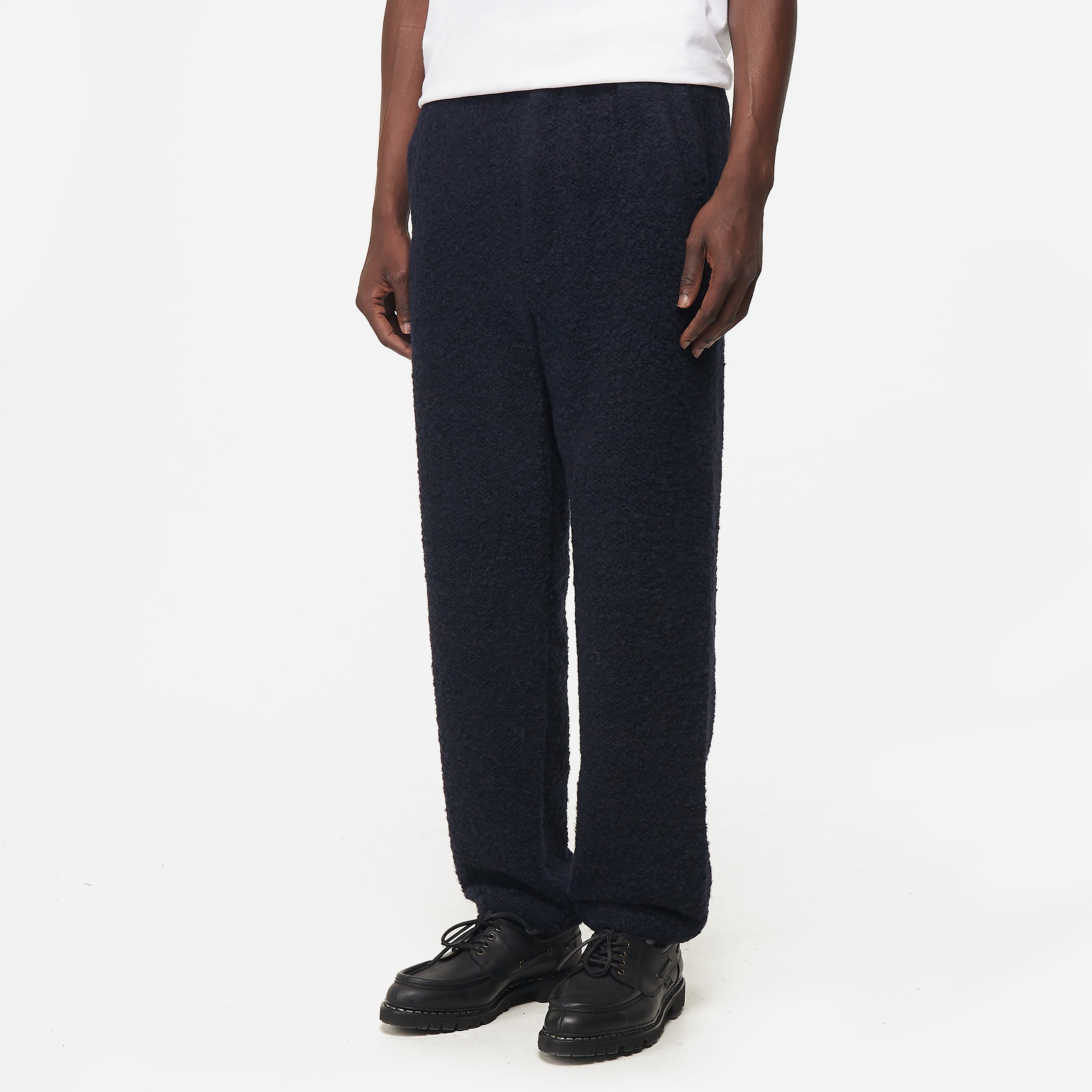 Auralee Alpaca Wool Leno Cloth Easy Pant, Navy - Curated Menswear
