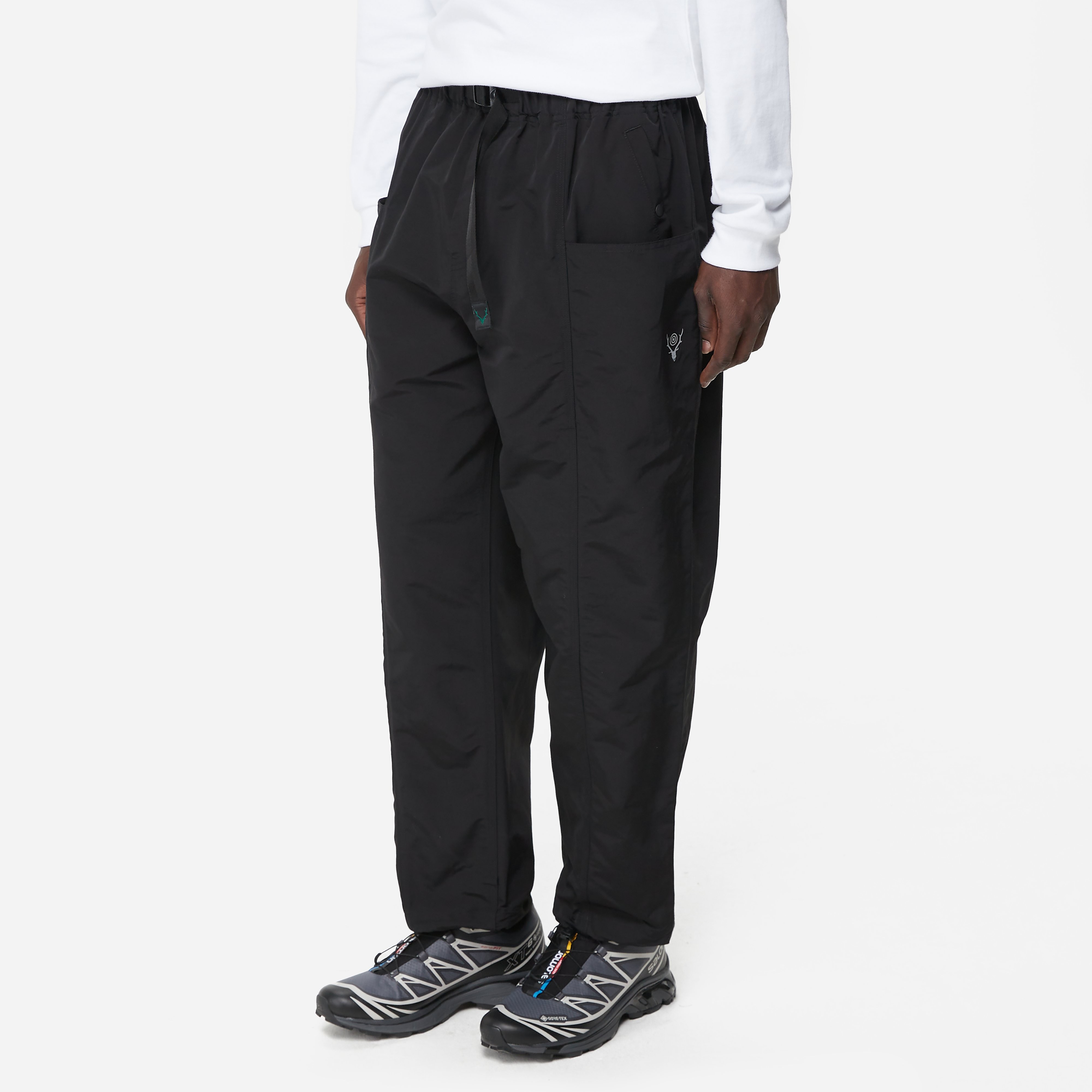 South2 West8 Cotton Grosgrain Belted Pant, Black - Curated Menswear