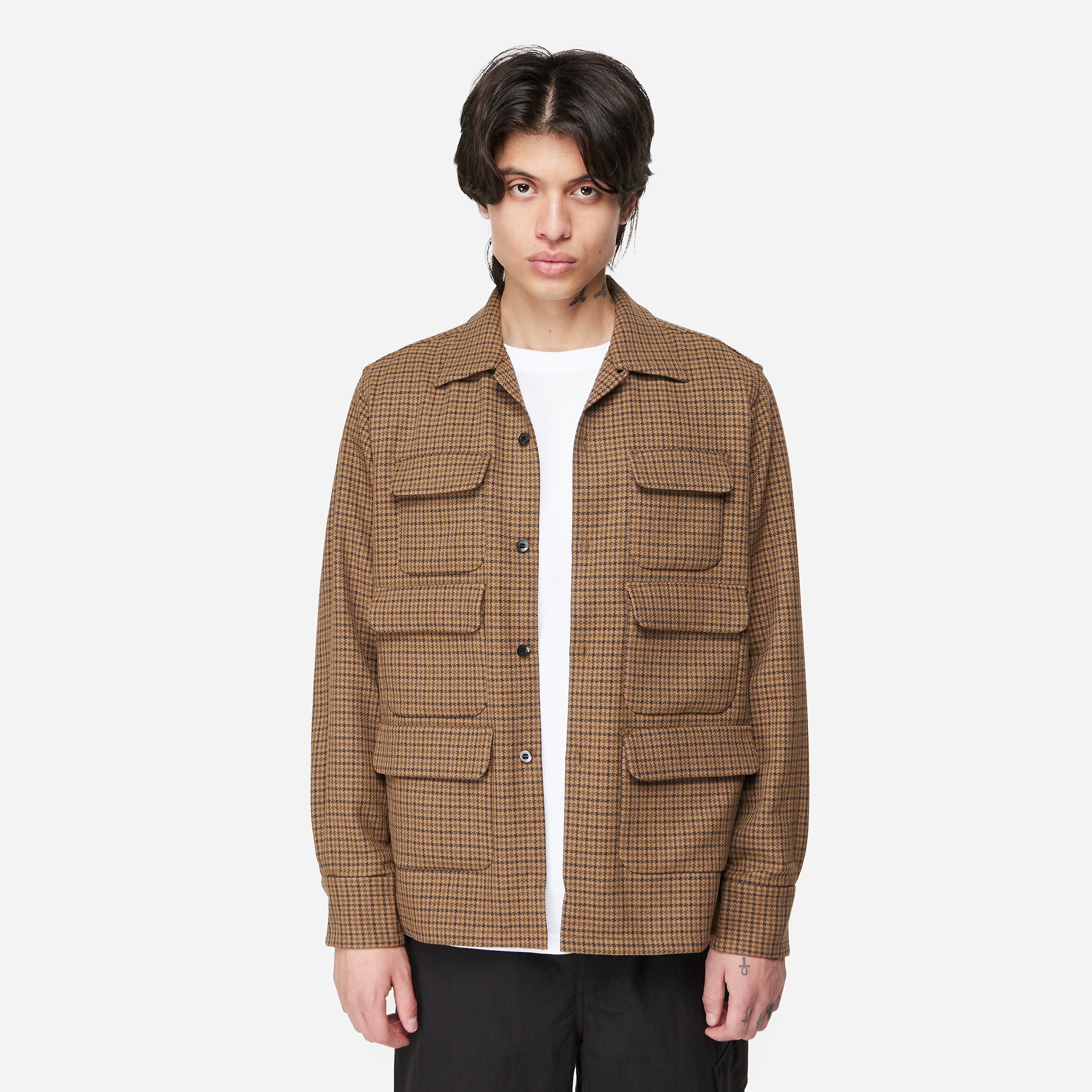 South2 West8 6-Pocket Shirt, Brown - Curated Menswear