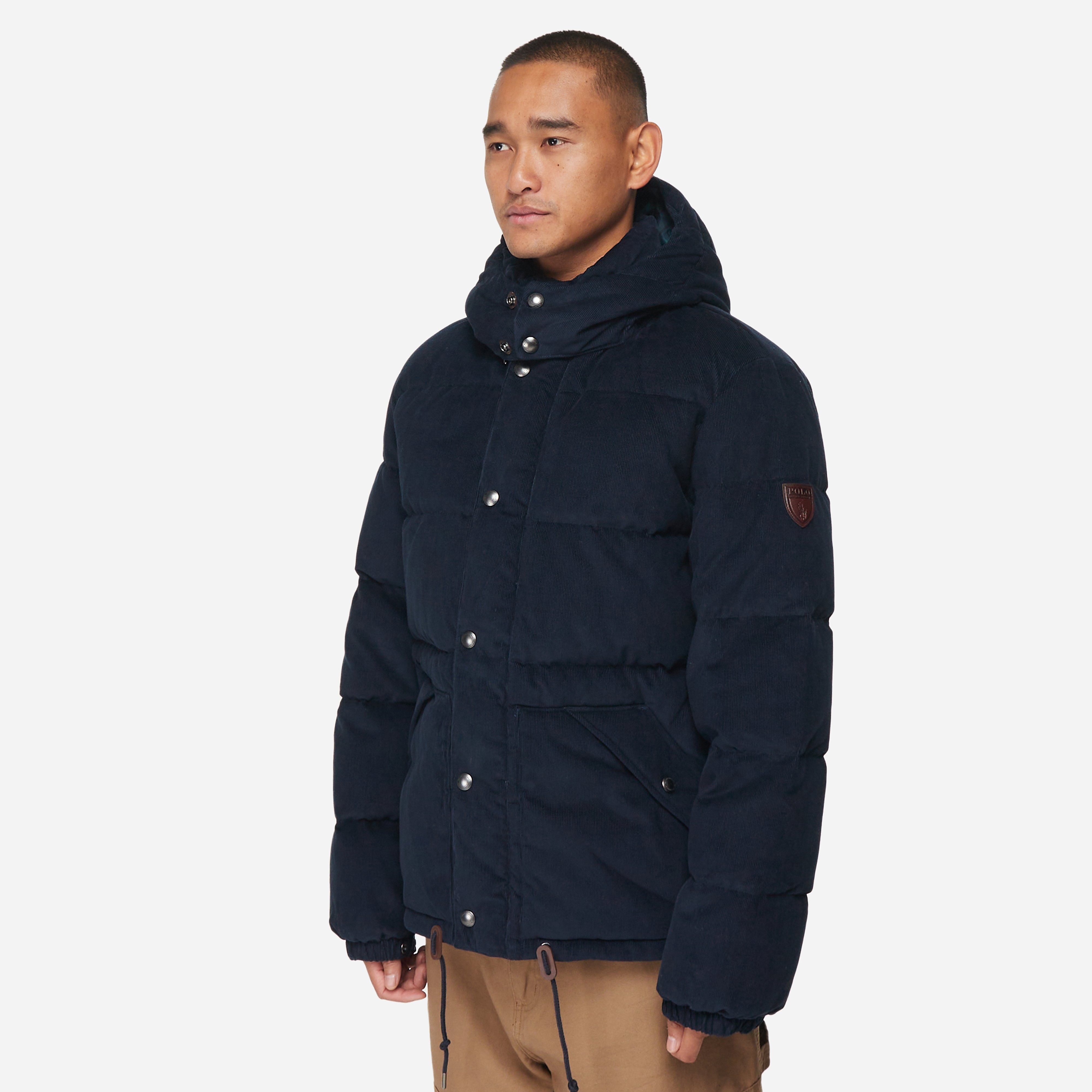 Polo Ralph Lauren Corduroy Boulder Down Jacket, Navy - Curated