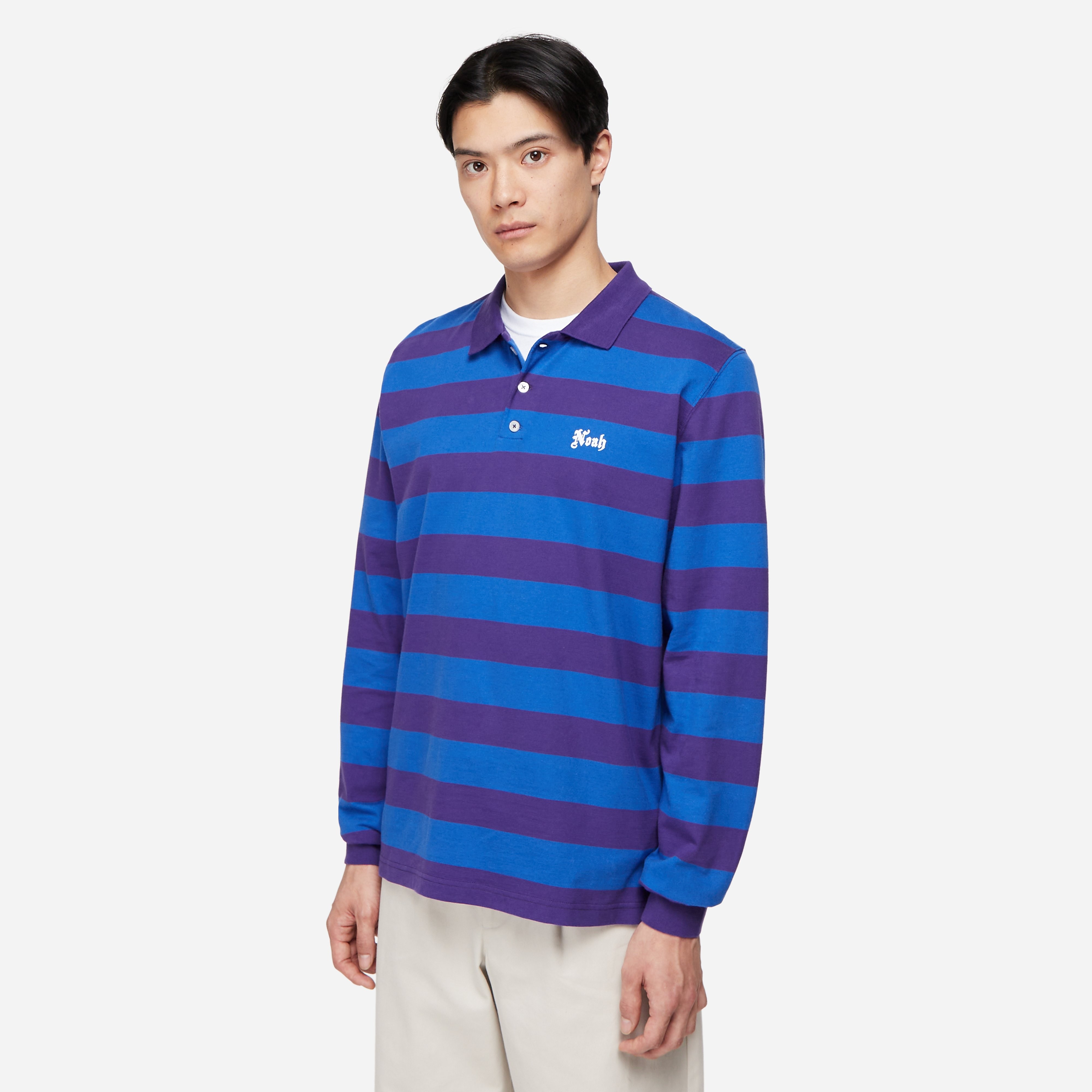 Noah Jersey Long Sleeve Polo Shirt, Blue